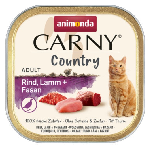 Animonda Carny Country Adult wołowina, jagnięcina i bażant - mięsna tacka dla dorosłych kotów - Image 1