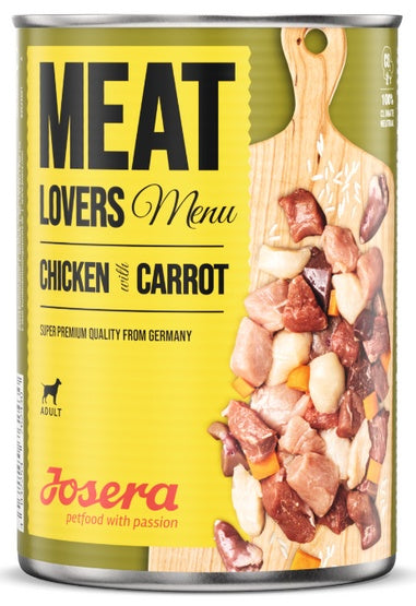 Josera Meat Lovers Menu kurczak z marchewką 400 g – 65% mięsa w czystym składzie