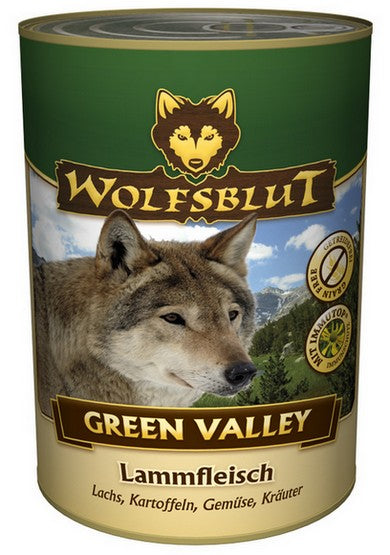 Wolfsblut Dog Green Valley – jagniecina, łosoś, ziemniaki puszka 395g