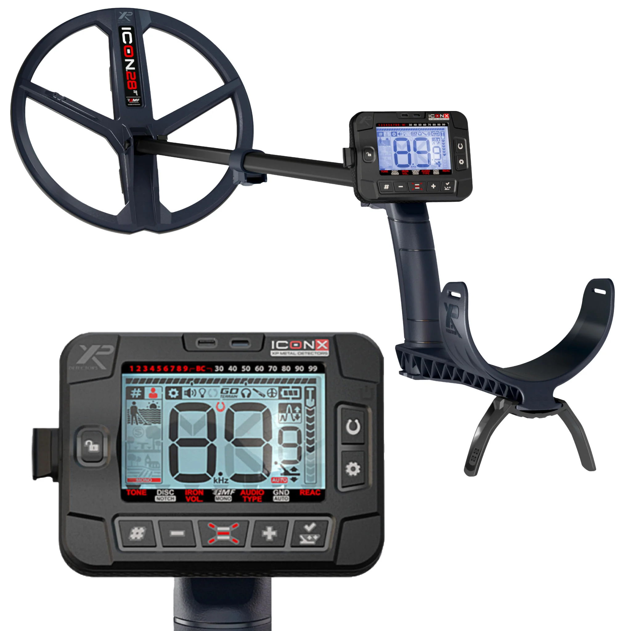 XP ICON-X Fast Multi-Frequency Metal Detector with WSA ST Headphones and 11-Inch FMF Coil - Image 2