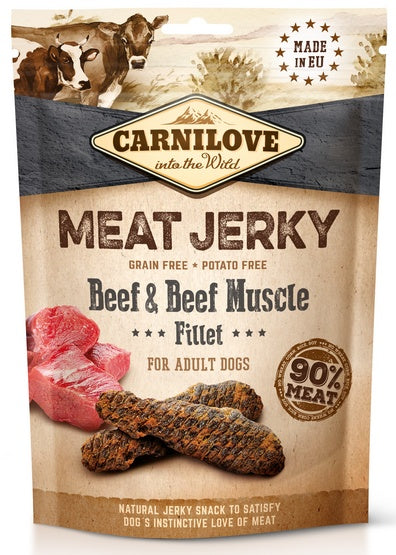Carnilove Dog Jerky Beef & Beef Fillet - 90% mięsa w paskach - Image 1