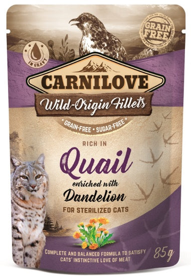 Carnilove Cat Quail & Dandelion Sterilised – przepiórka i mniszek saszetka 85g