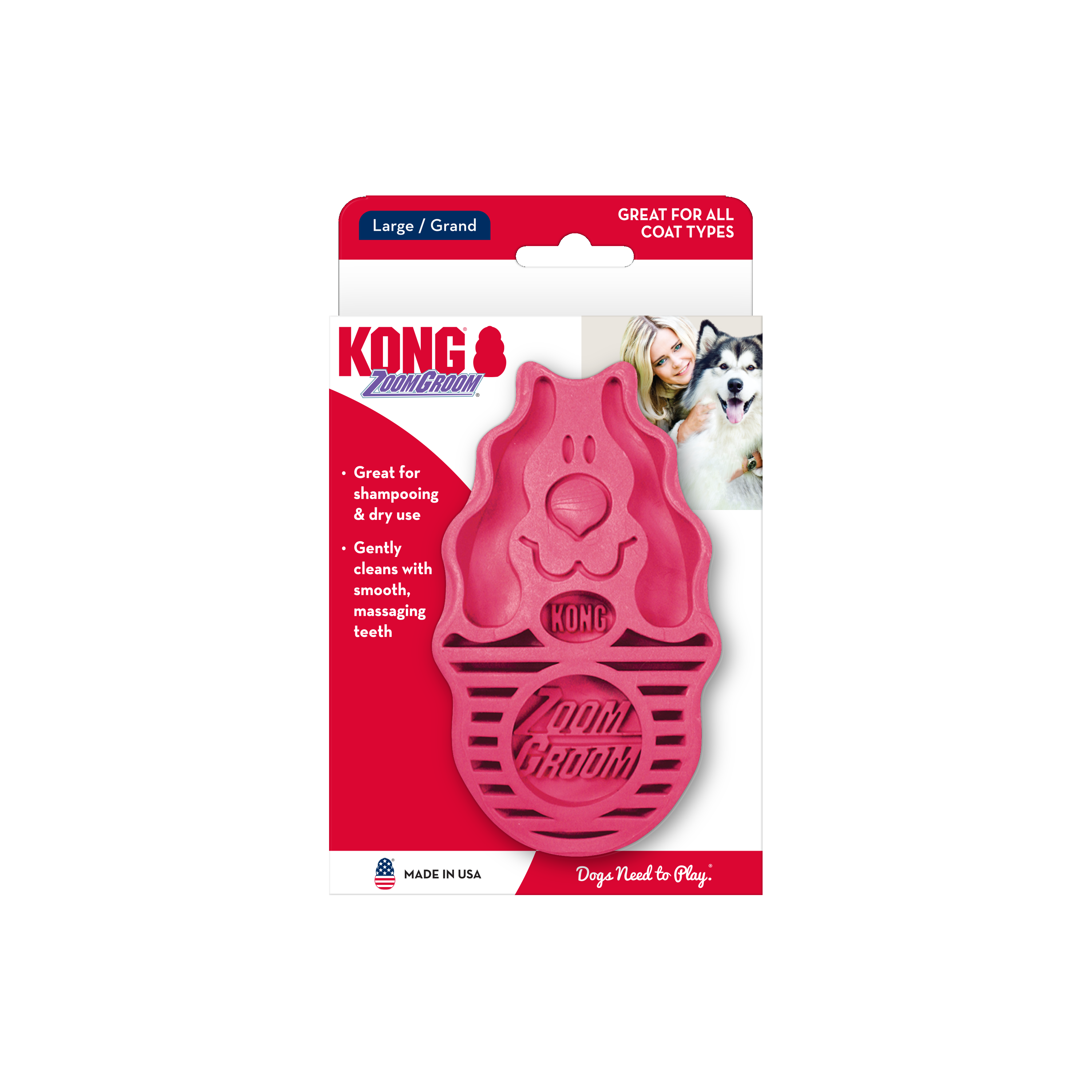 KONG ZoomGroom Raspberry - Image 1
