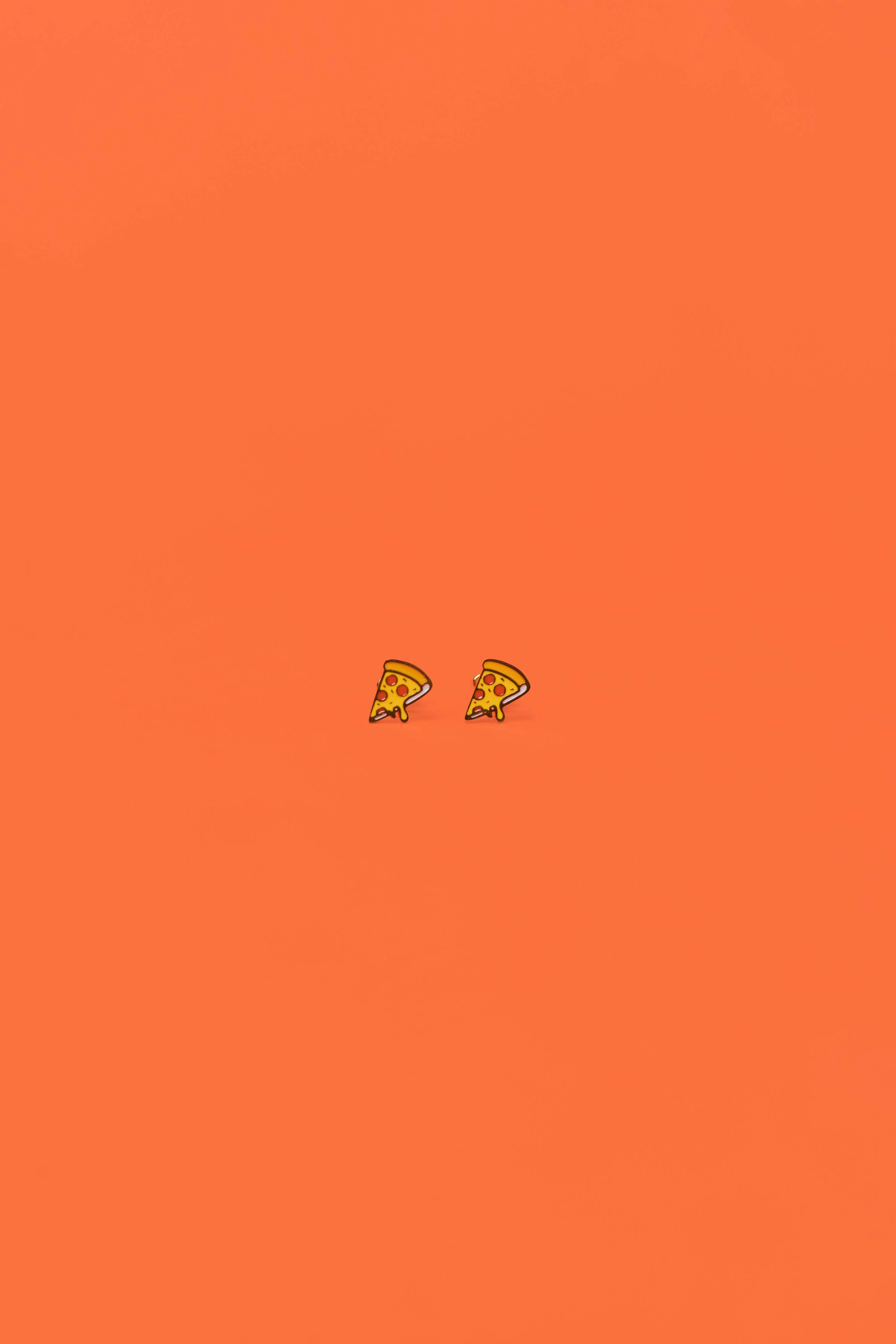 Pizza Enamel Flat Back Kids Earrings - Image 2
