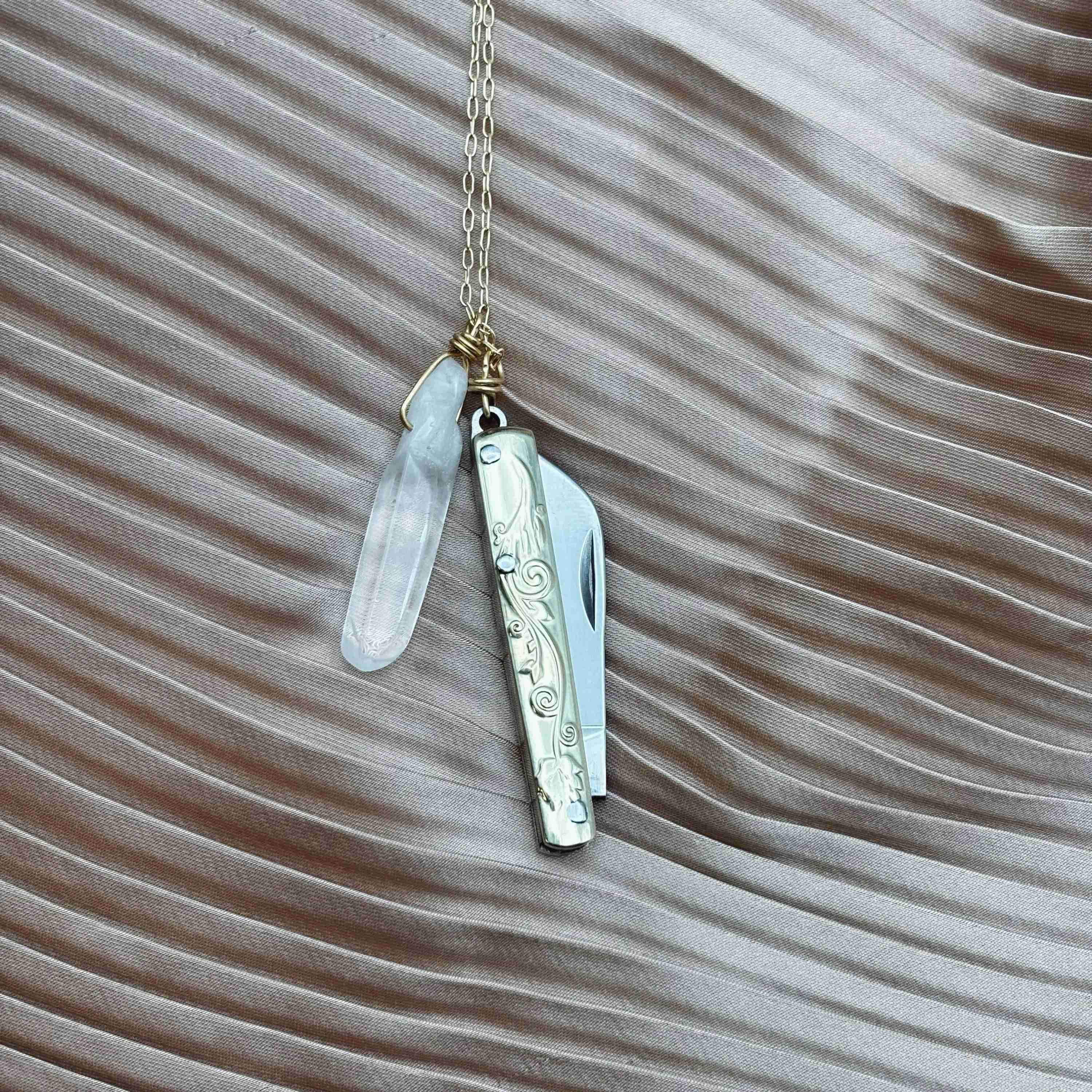 Handmade Amelia Necklace | Knife Necklace | Quartz Crystal - Image 1