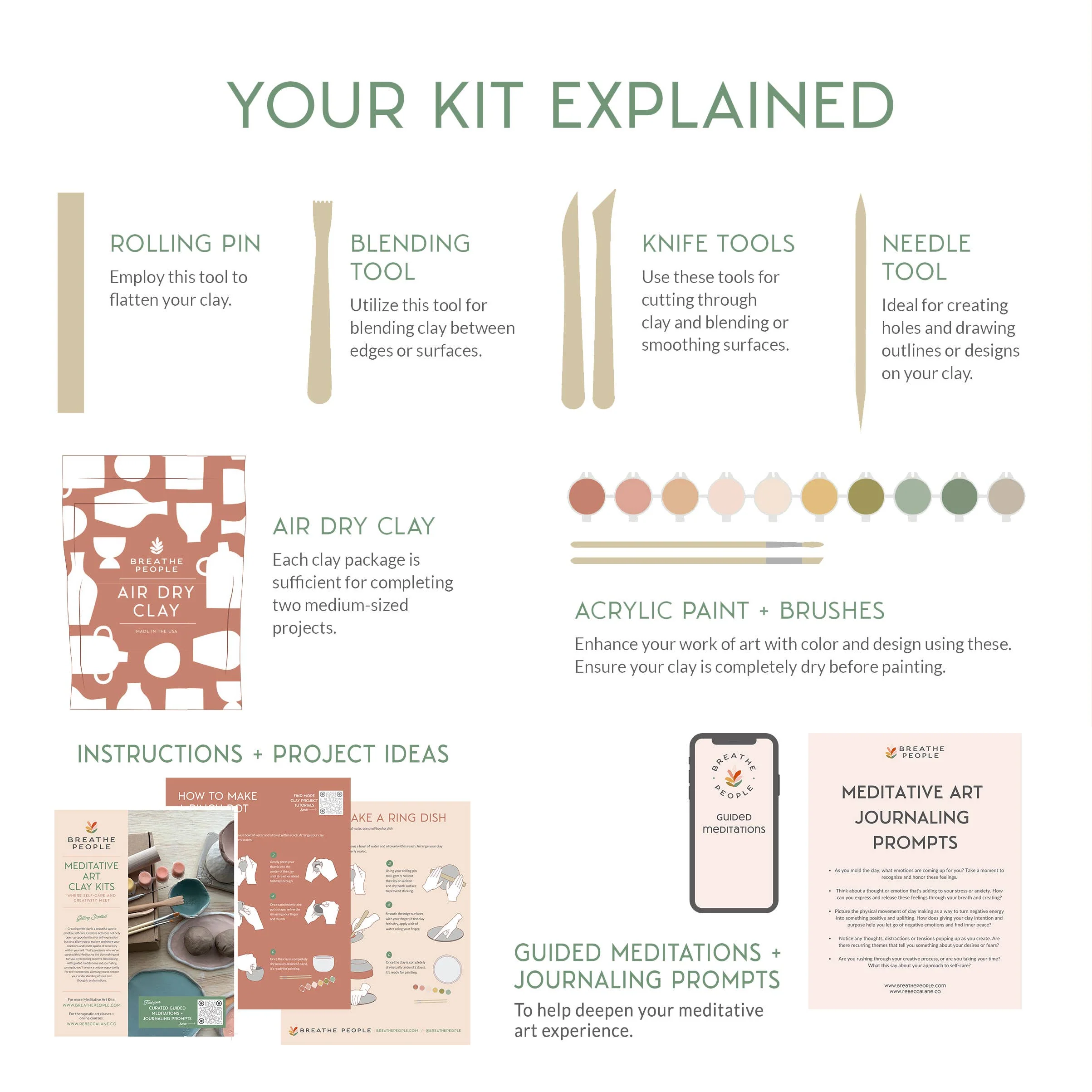 Meditative Art Clay Kit + Self-Care Meditations and Projects - Image 2