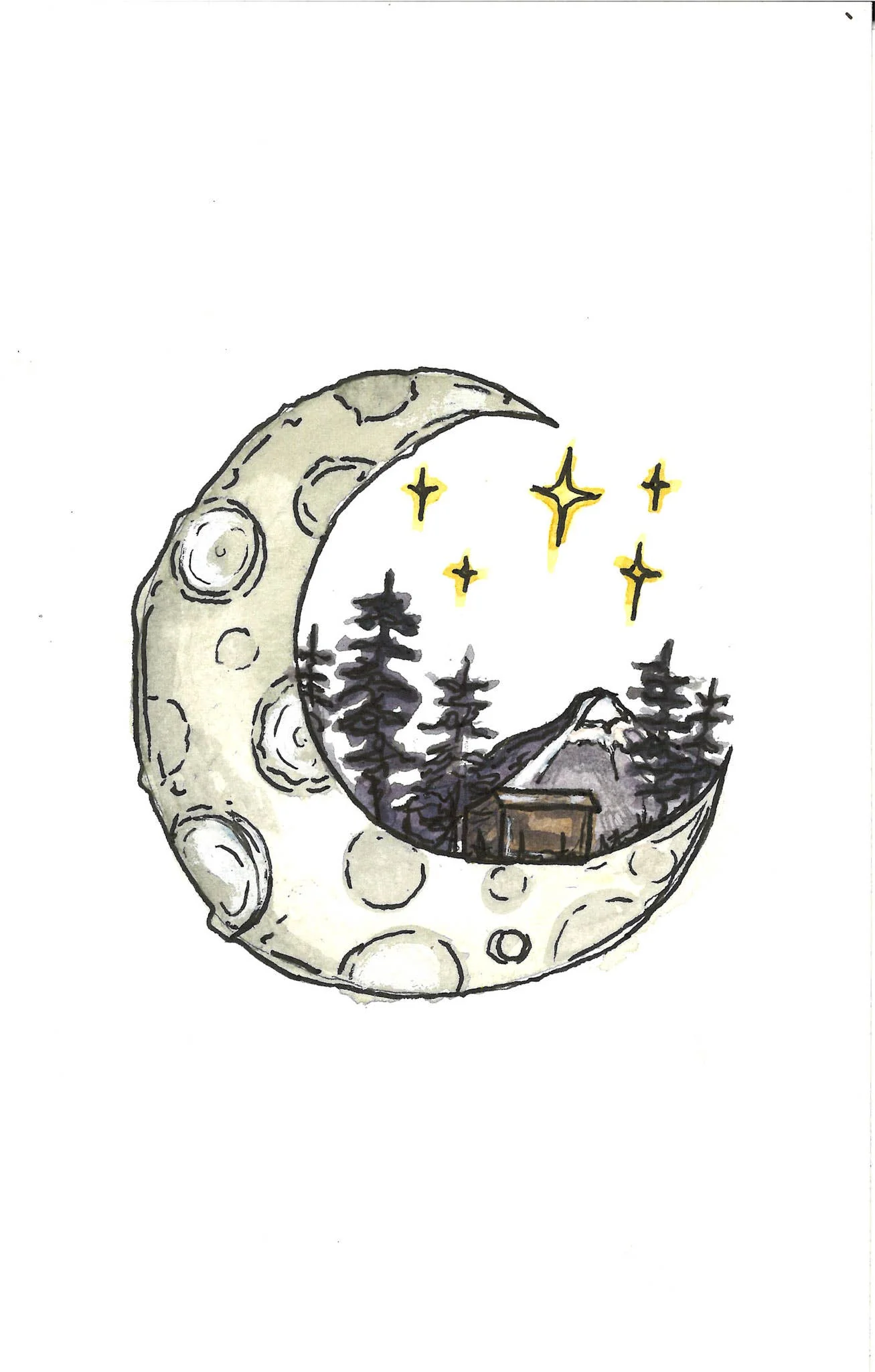Moon and Cabin Sticker - Image 3
