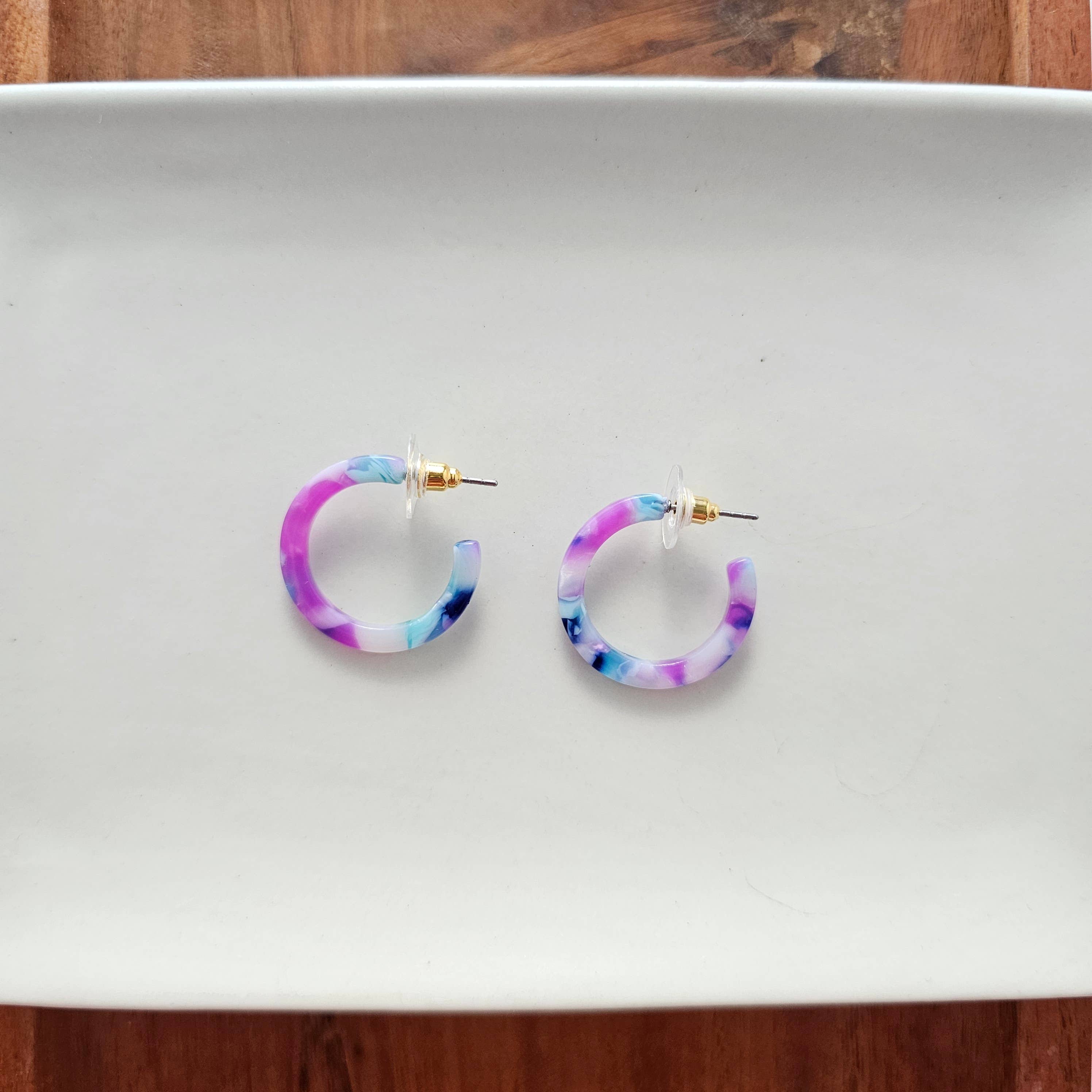 Cam Mini Hoops - Purple Party // Earrings, Jewelry, Gifts - Image 1