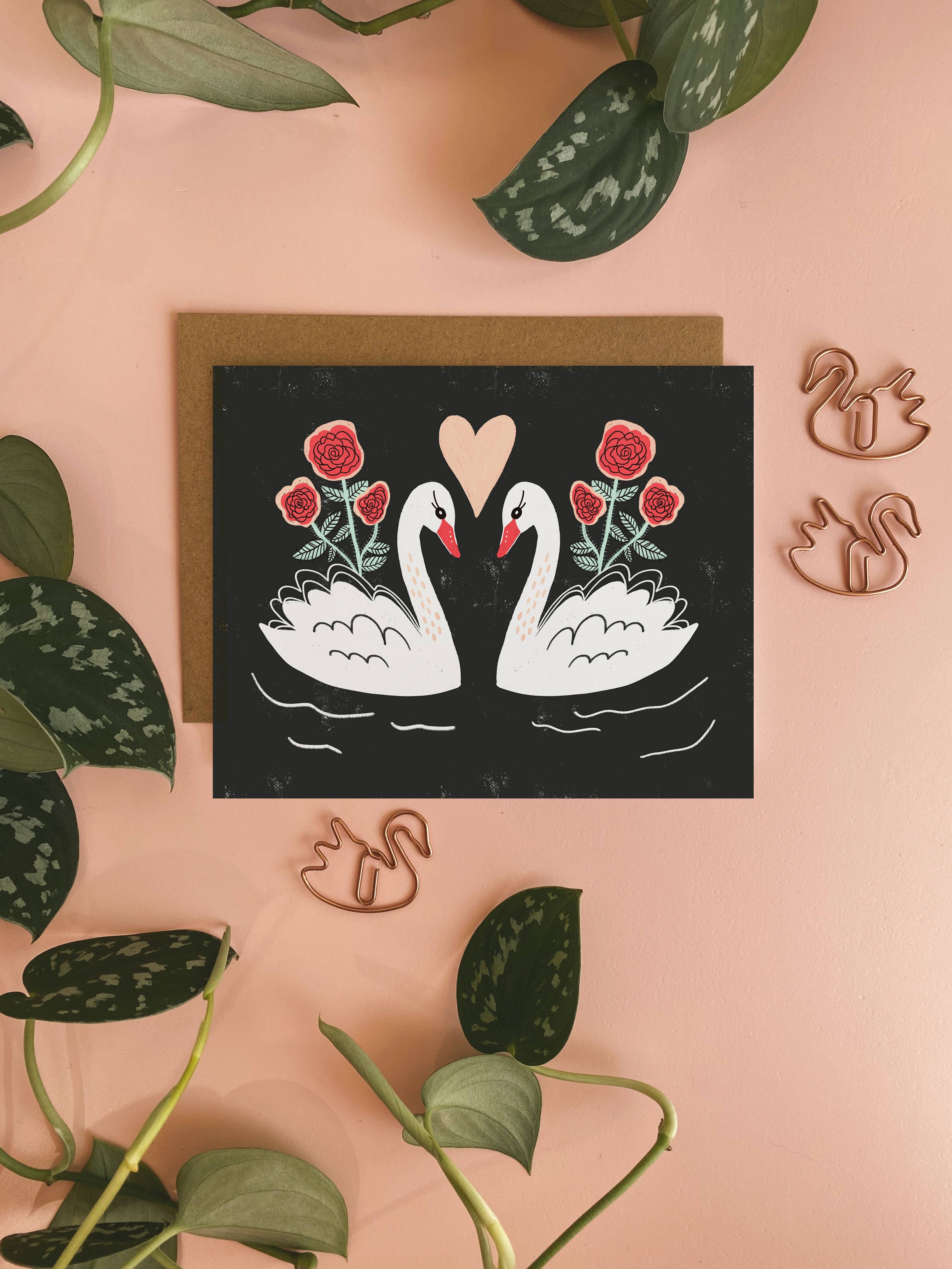 Swan Love - Greeting Card - Anniversary - Image 1