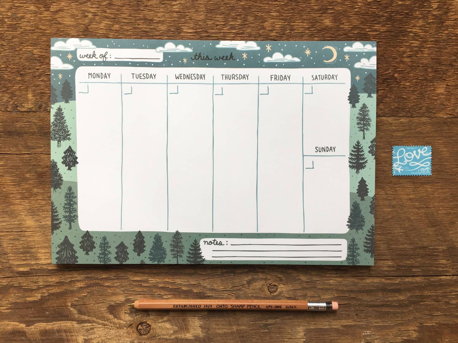 Pine Trees Weekly Desk Planner - Image 2