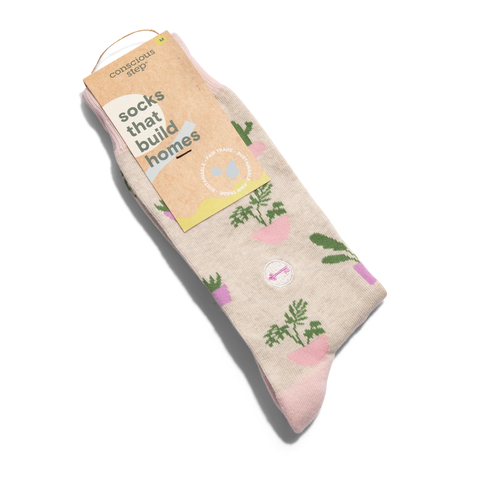 Socks that Build Homes (Pink Houseplants): Medium - Image 2