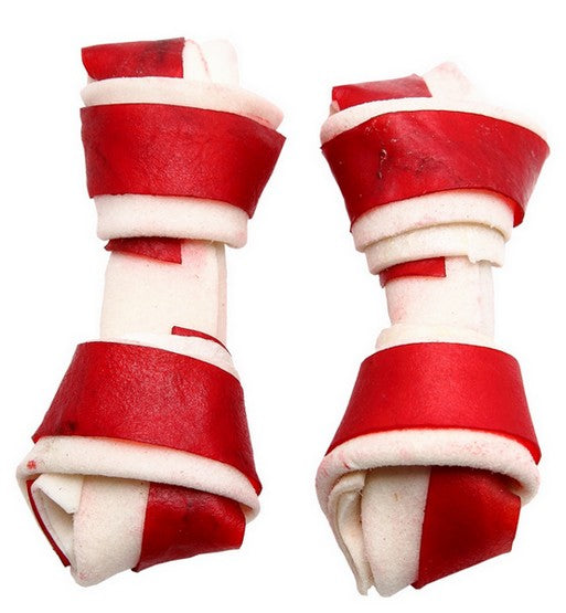 Adbi Kości wiązane biało-czerwone - wołowina 10cm 10szt [AK 27] - Image 1