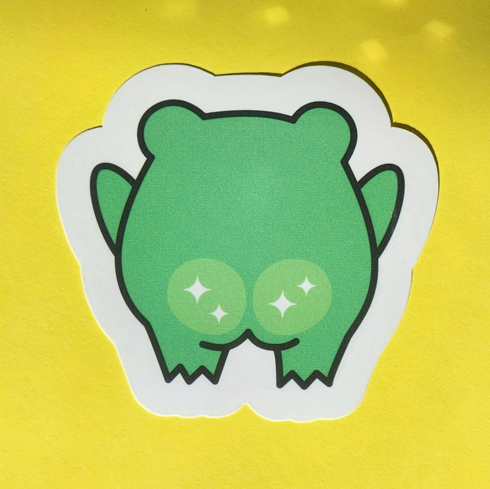 Kawaii frog butt funny cute hilarious sticker toad holograph - Image 1