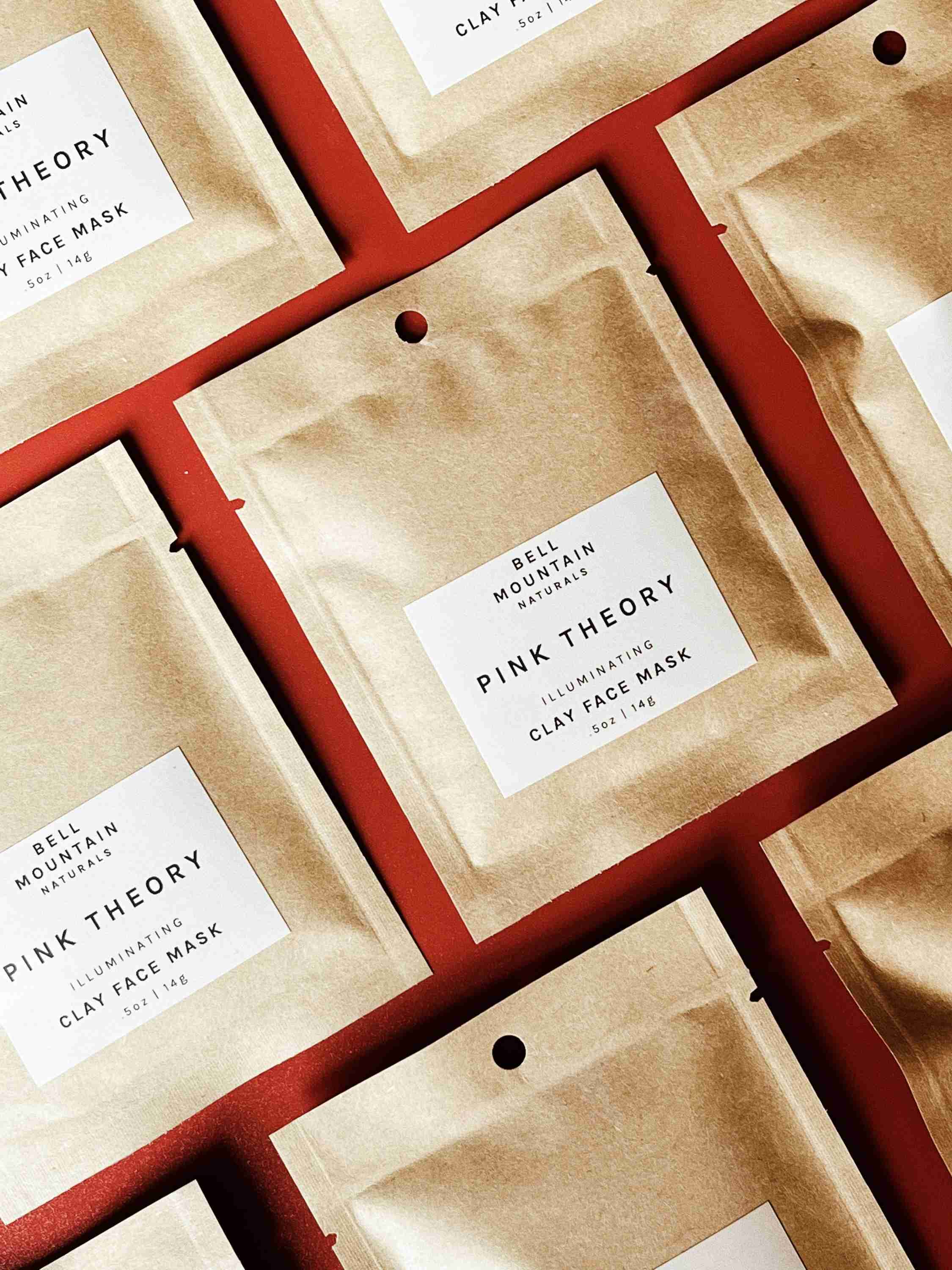 Pink Theory Clay face mask. .5 oz compostable sample pack. - Image 1