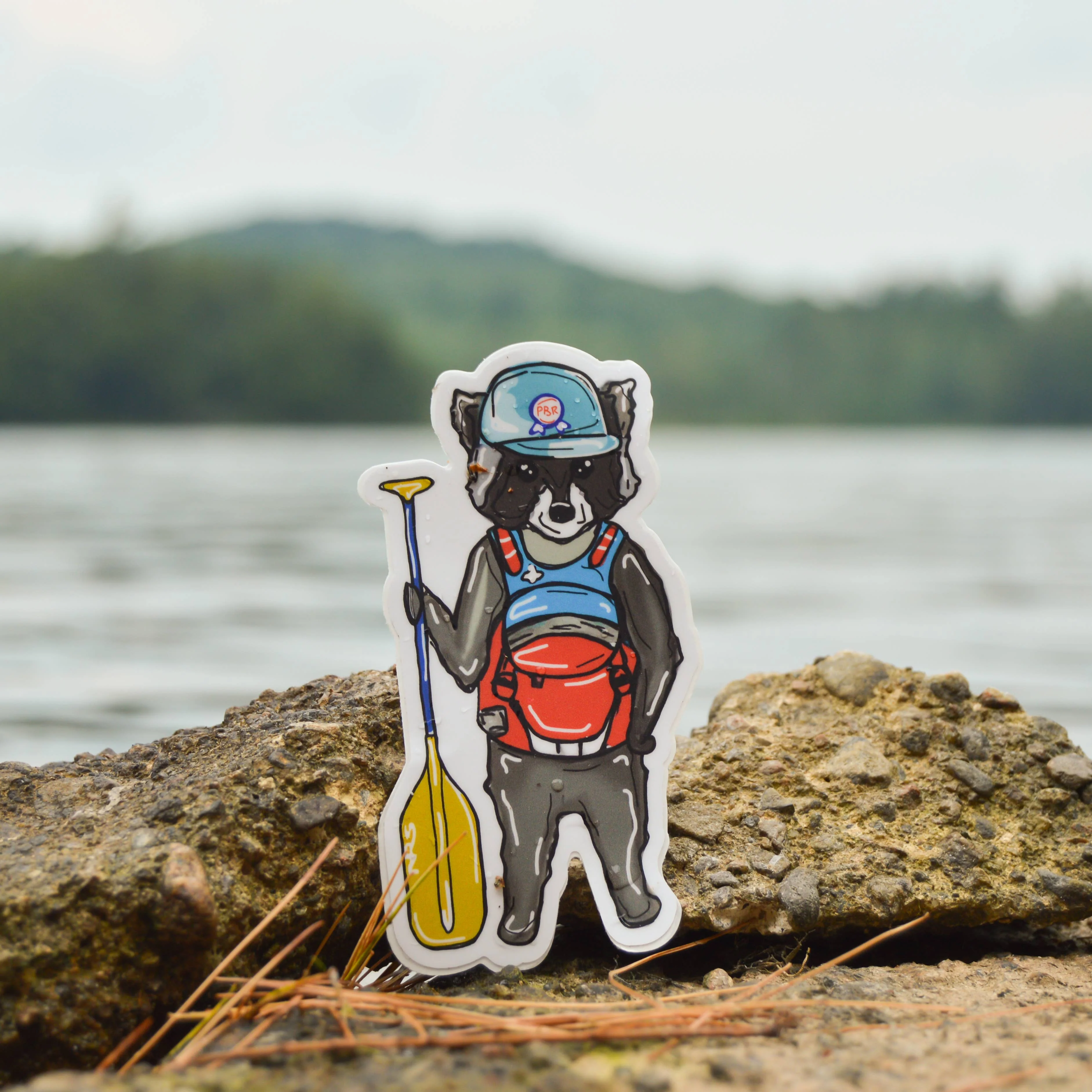 Paddleboarding Raccoon Sticker - Image 2