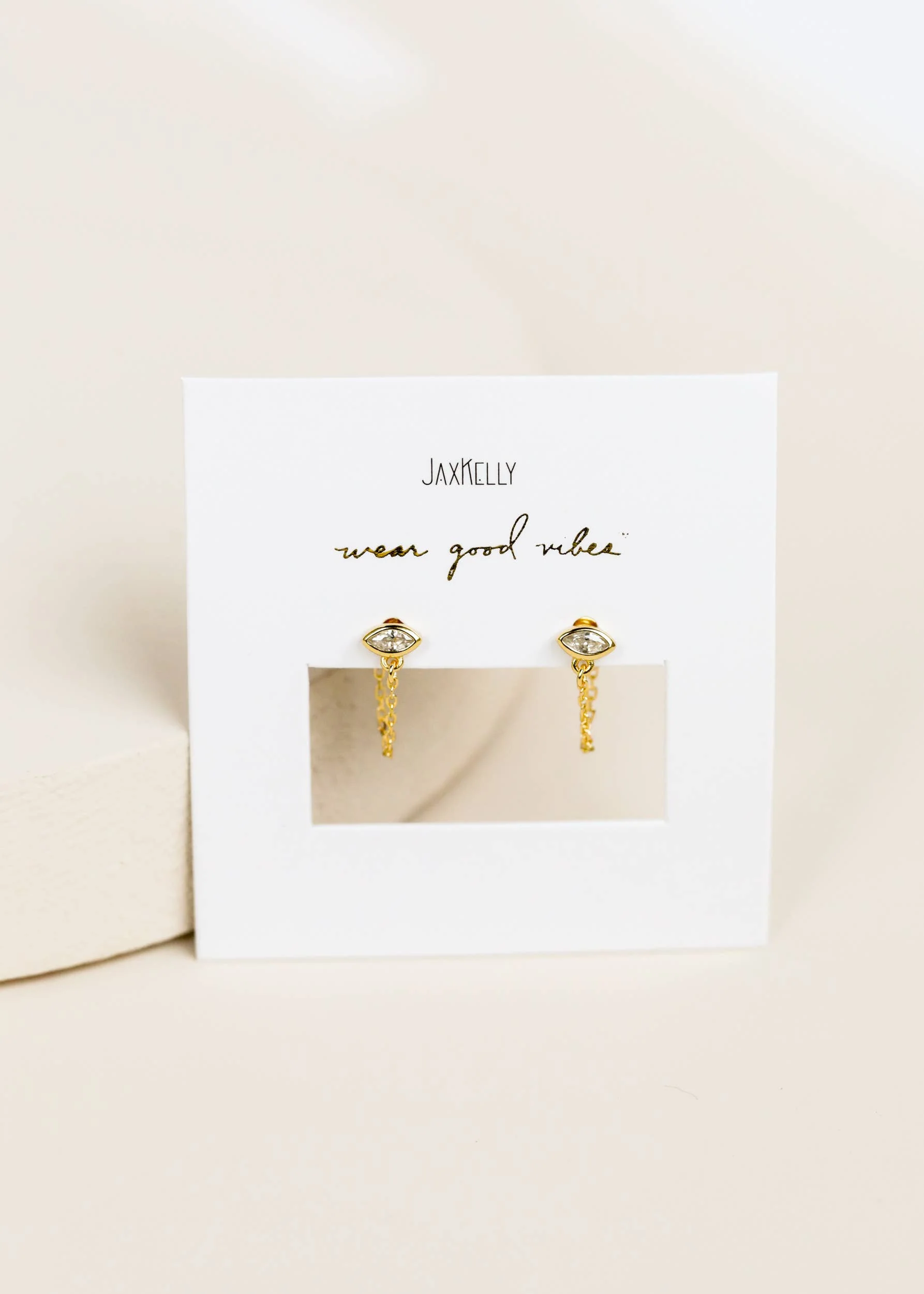 Chain Huggie - Stud - Gold Earrings - Image 3
