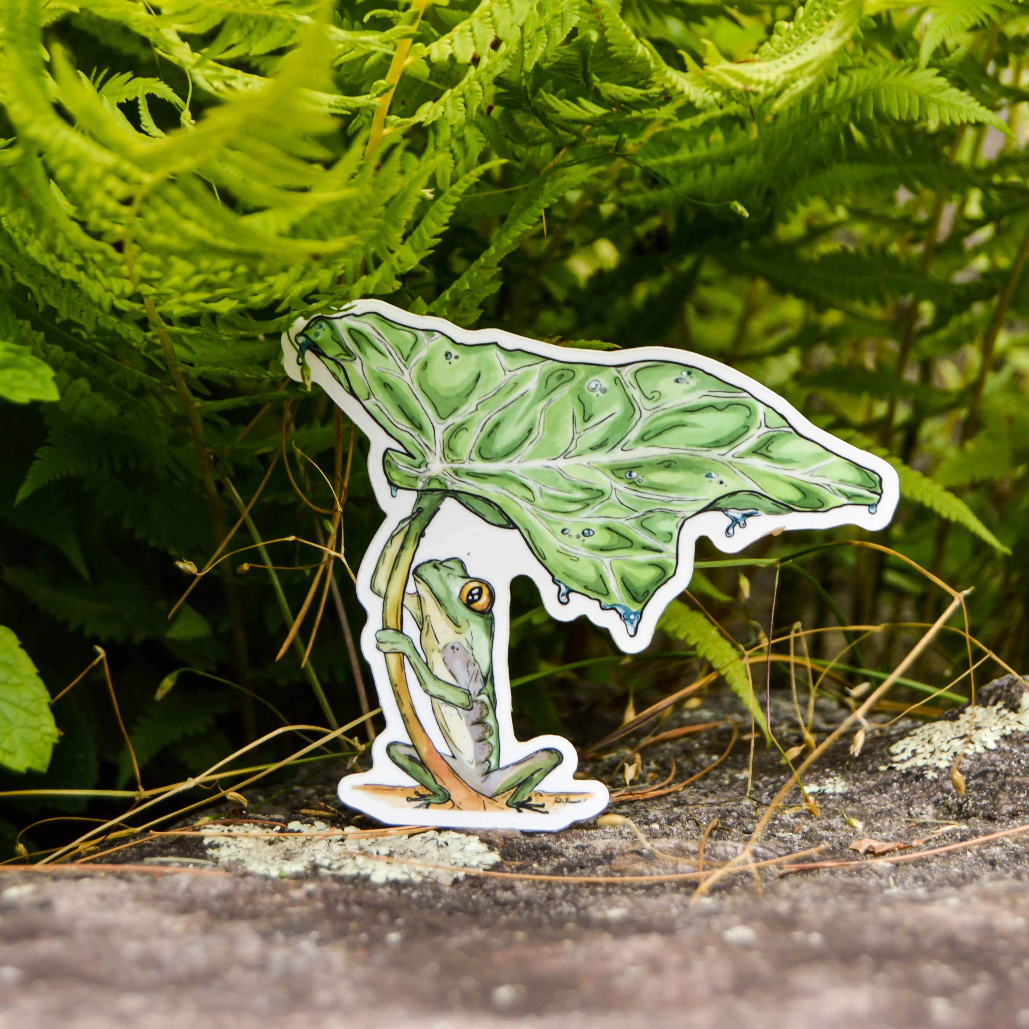 Frog and Leaf Sticker - Image 2