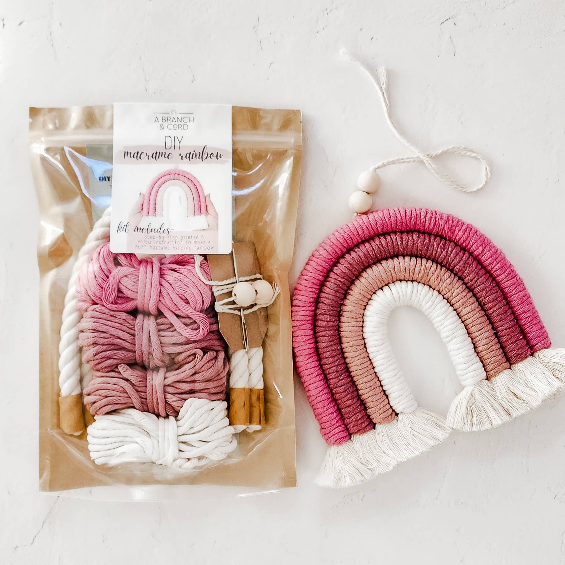 DIY Macrame Rainbow Kit – Vintage Pink