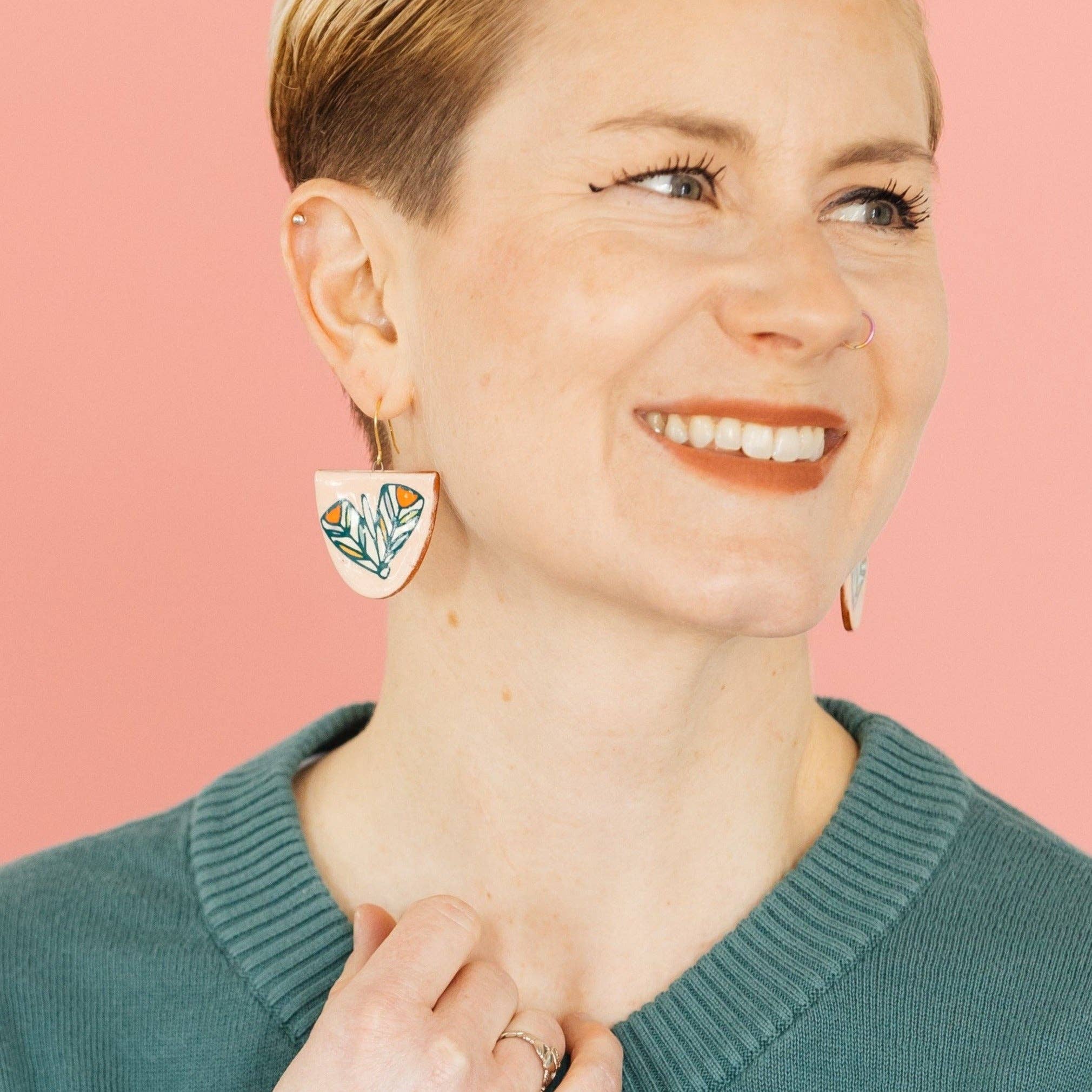 Pink Moth Dangle Earrings - Wholesale - Image 2