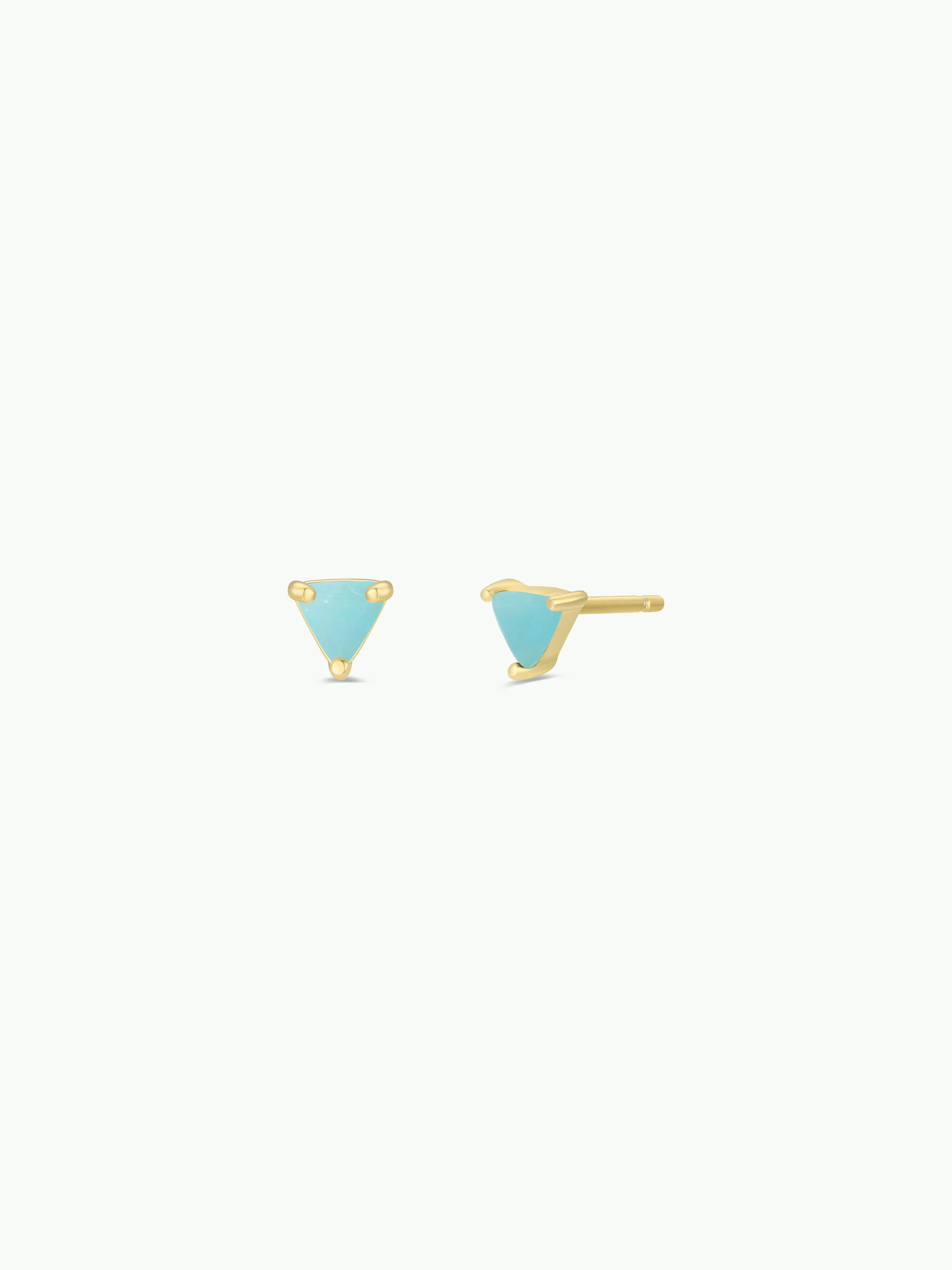 Mini Energy Gem - Amazonite - Gold Earrings - Image 1