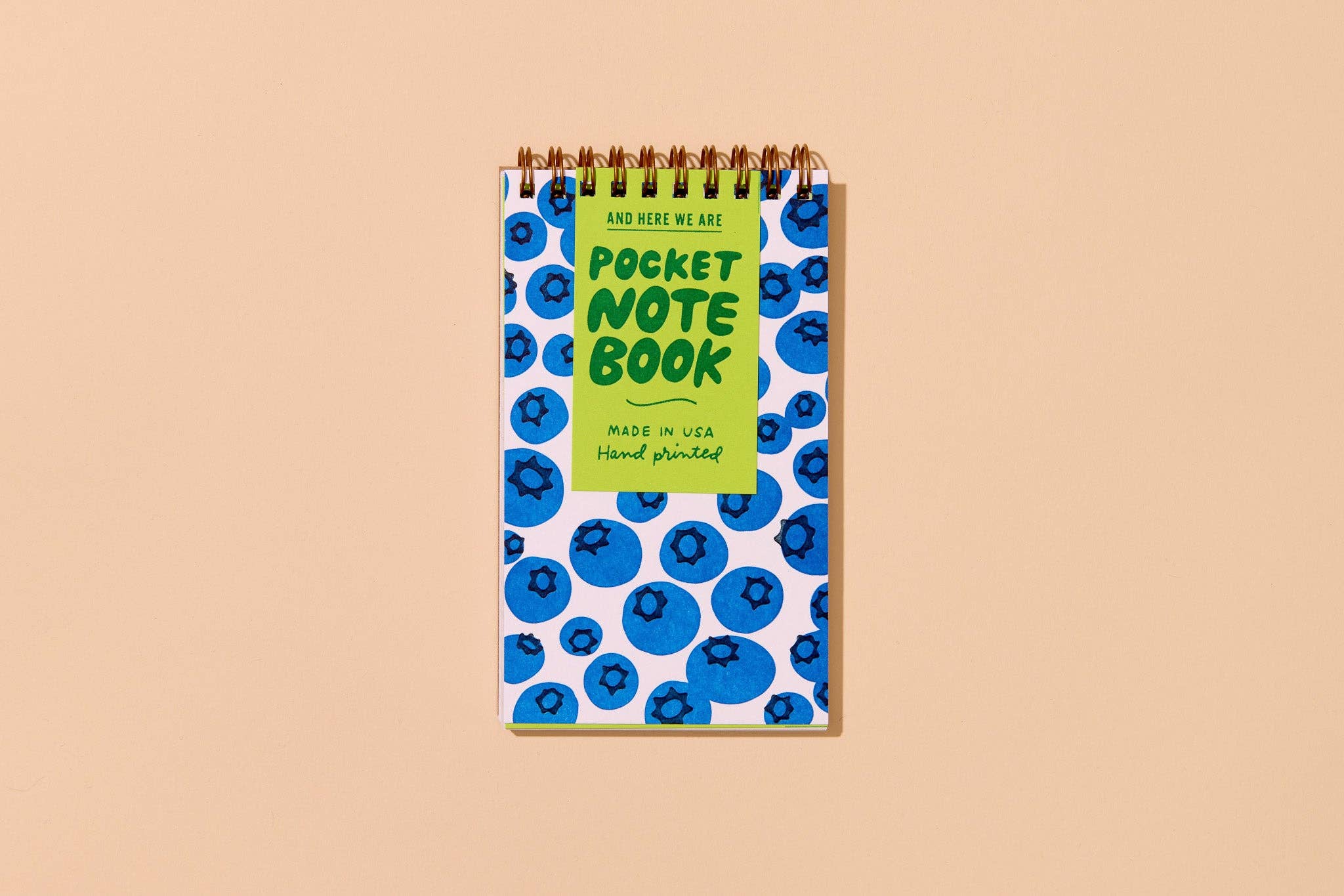 Blueberry Letterpress Pocket-size Spiral Notebook - Made in USA - Foodie, Fruit, Vegetable, Garden, Berry, Back to School, Christmas Gift, Stocking Stuffer - Image 1