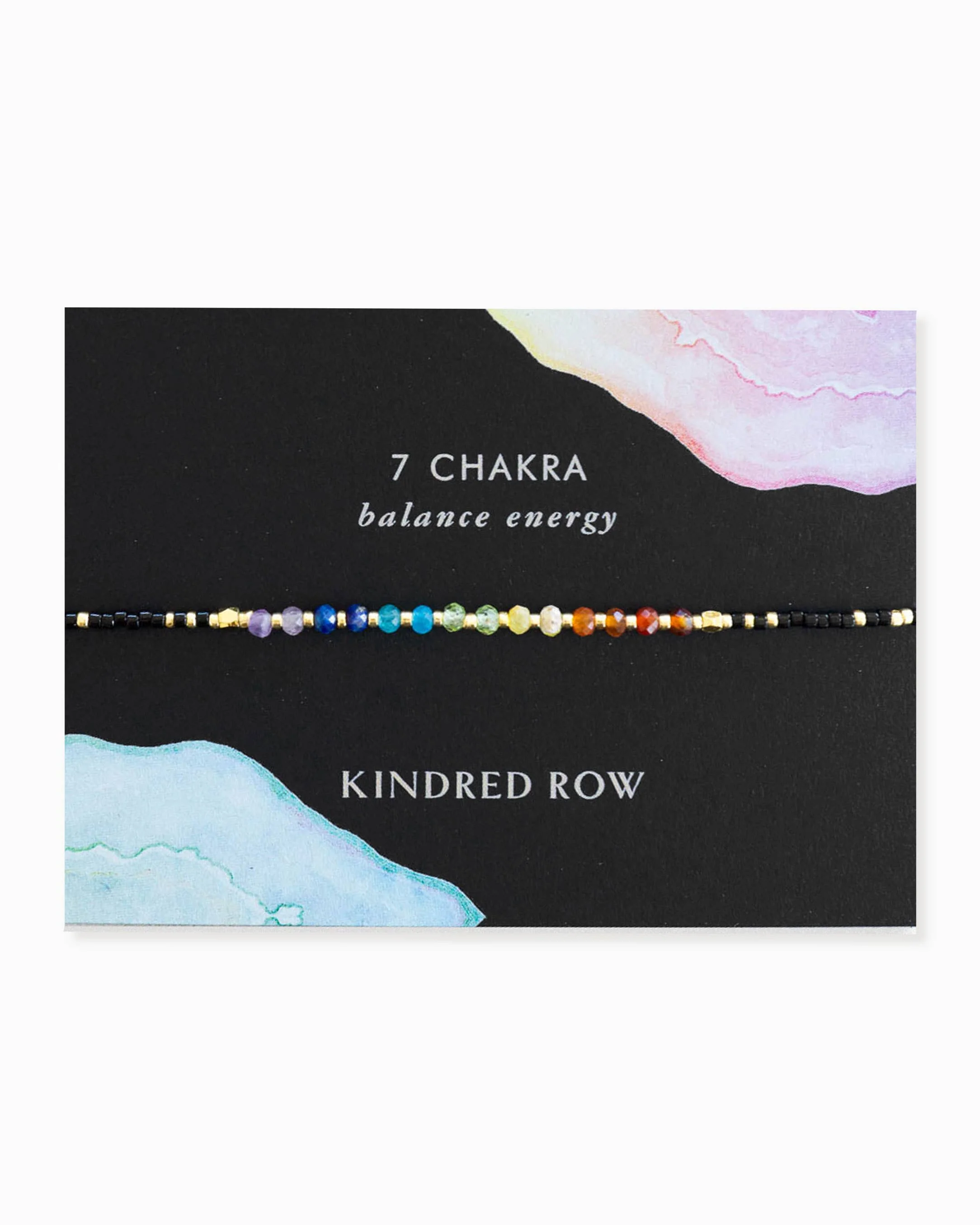 Chakra Rainbow Healing Gemstone Stacking Bracelet, Black - Image 1