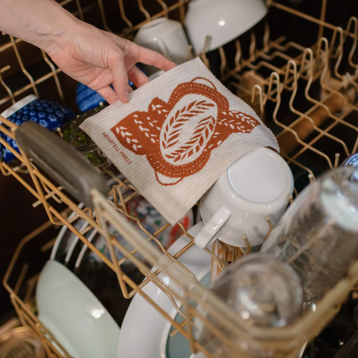 Screen Printed Natural Bread Sponge Cloth - Image 2