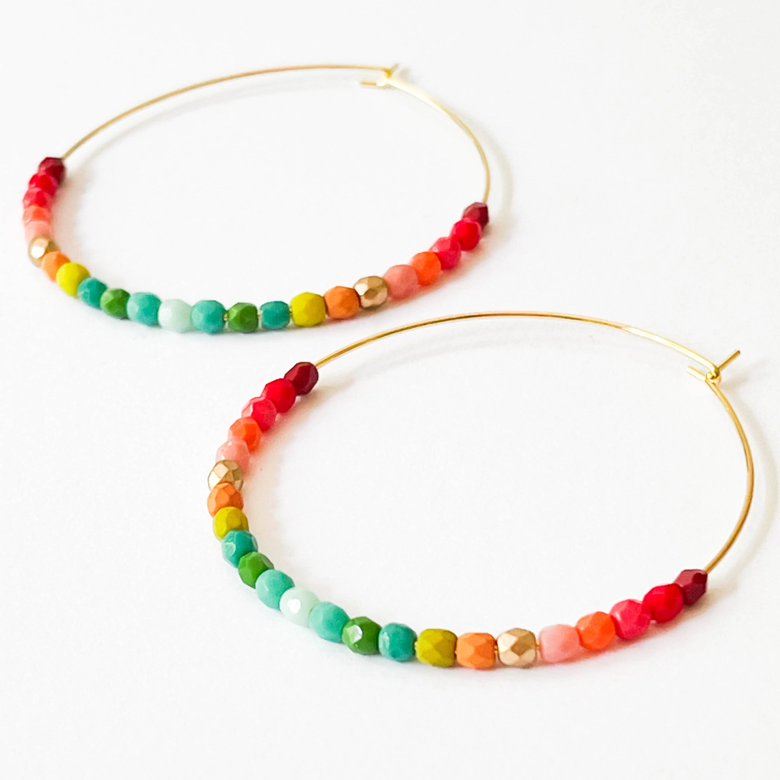 Large Ombre Beaded Hoops - Image 2