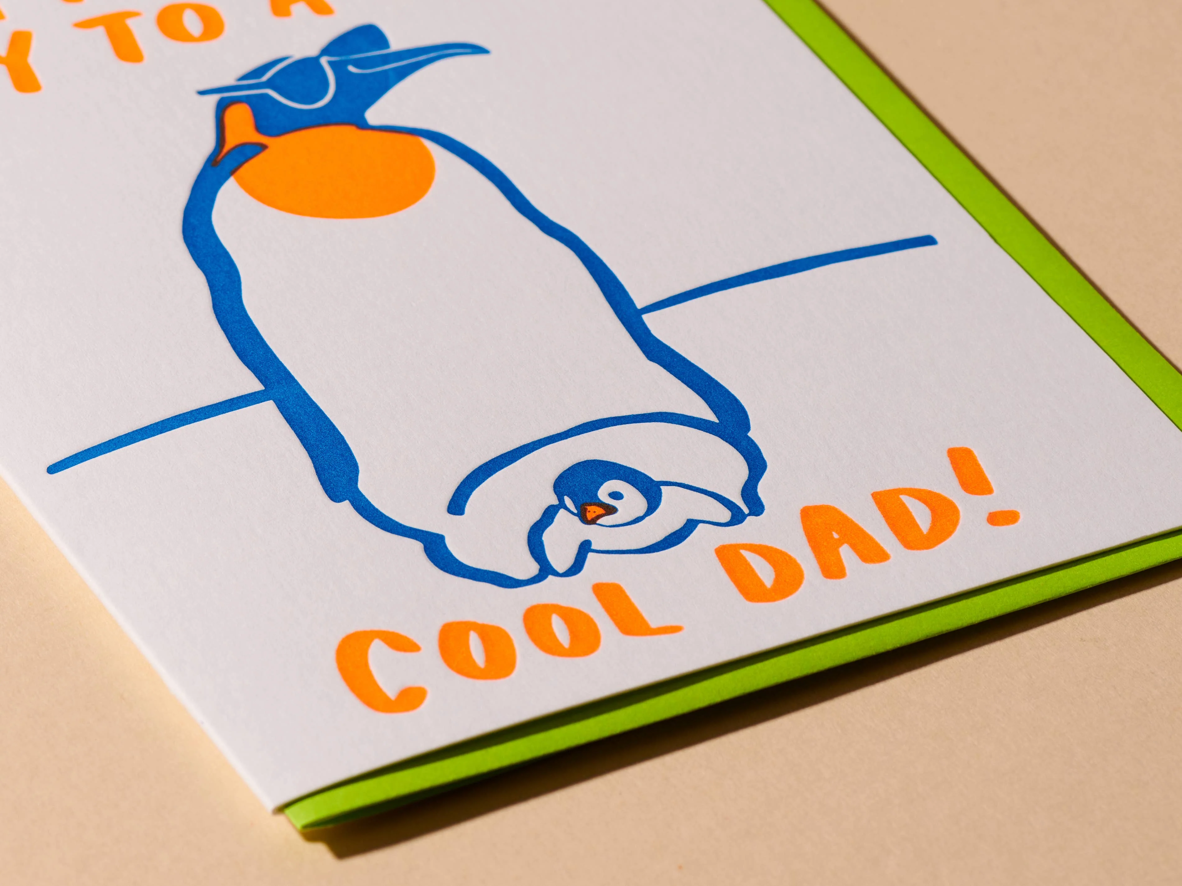 Cool Dad Letterpress Card - Father's Day Penguin - Image 2