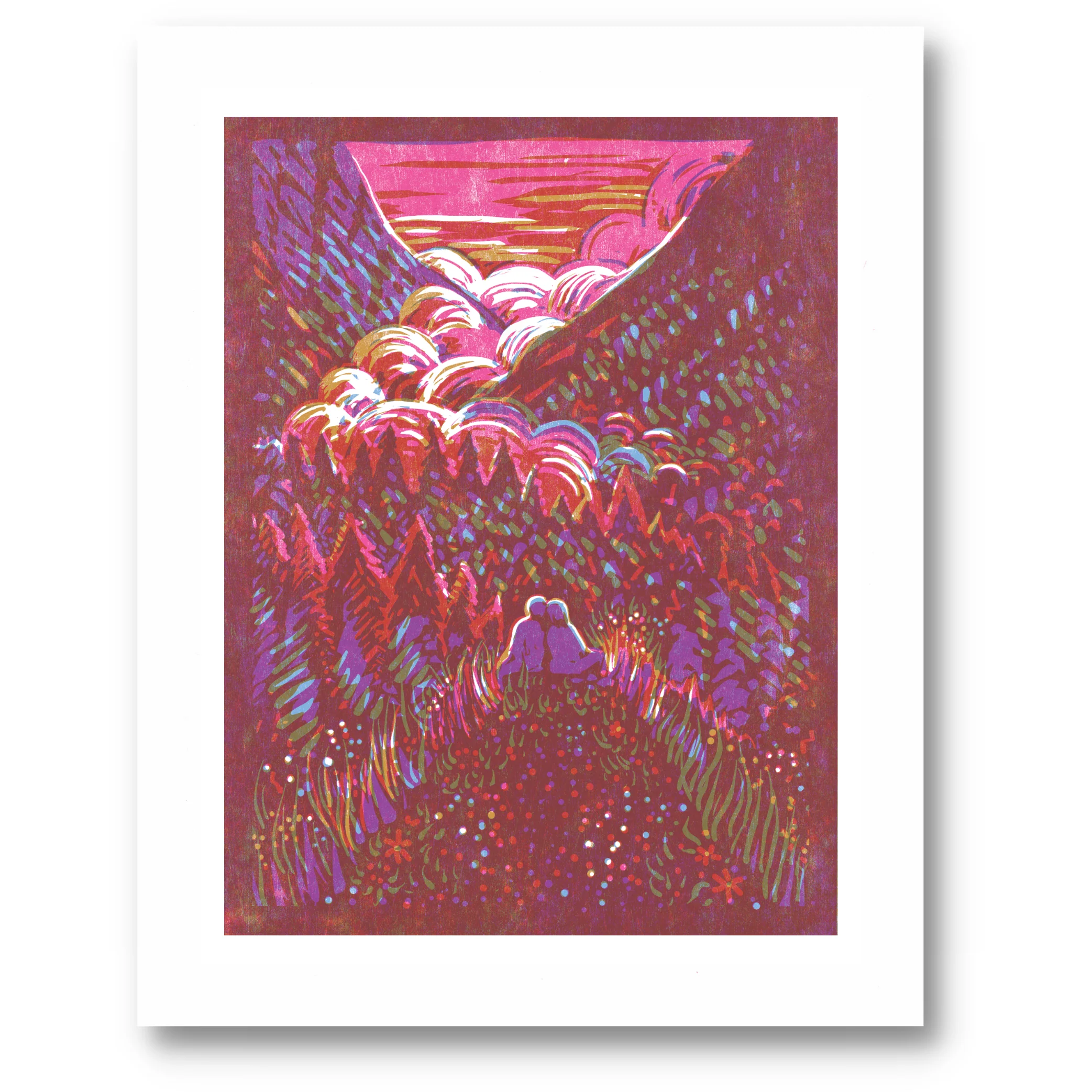Mountain Sunset Letterpress Art Print - Image 1