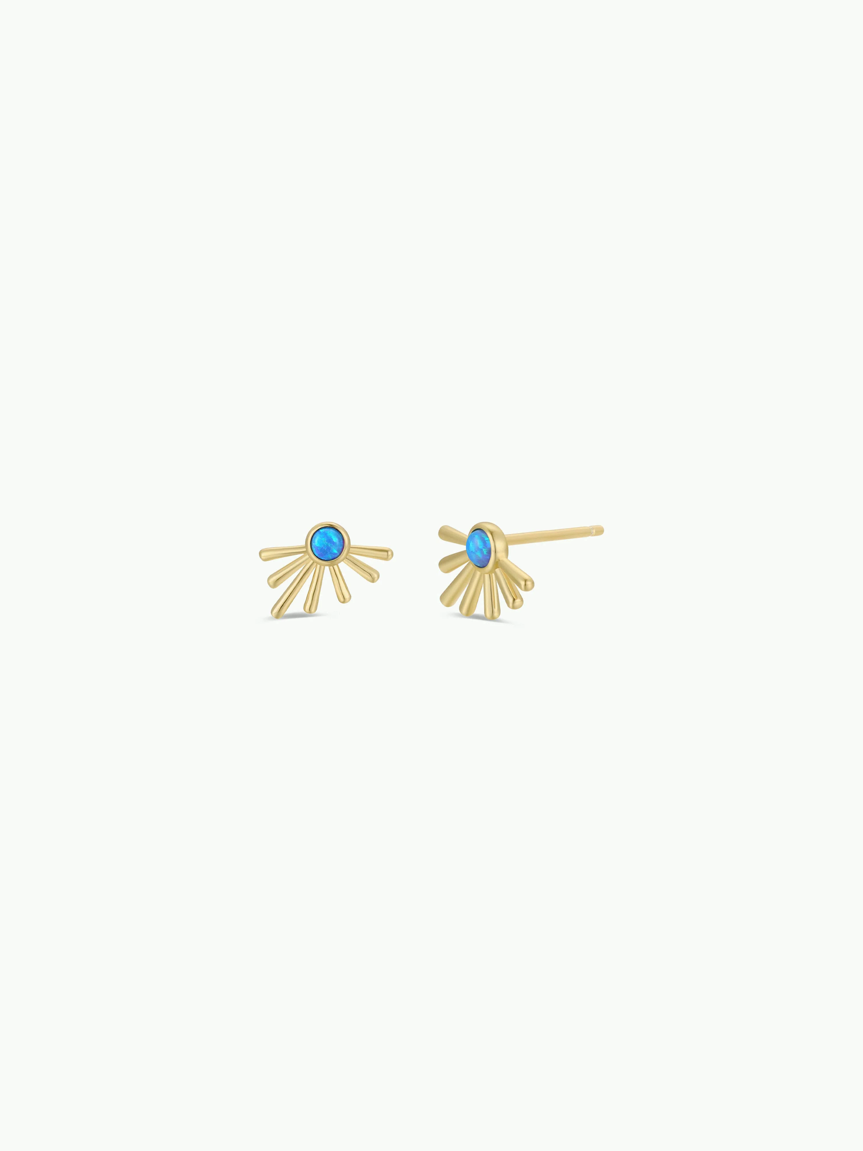 Sun Ray - Fire Opal - Gold Earrings - Image 1