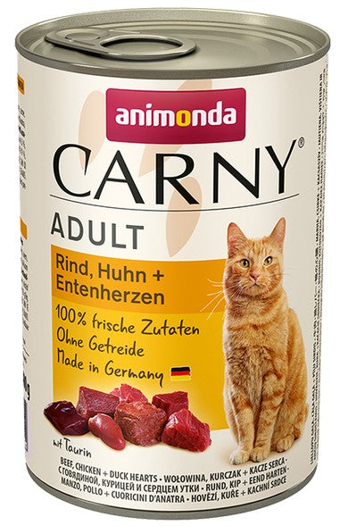 Animonda Carny Adult Wołowina, Kurczak + Kacze serca puszka 400g - Image 1