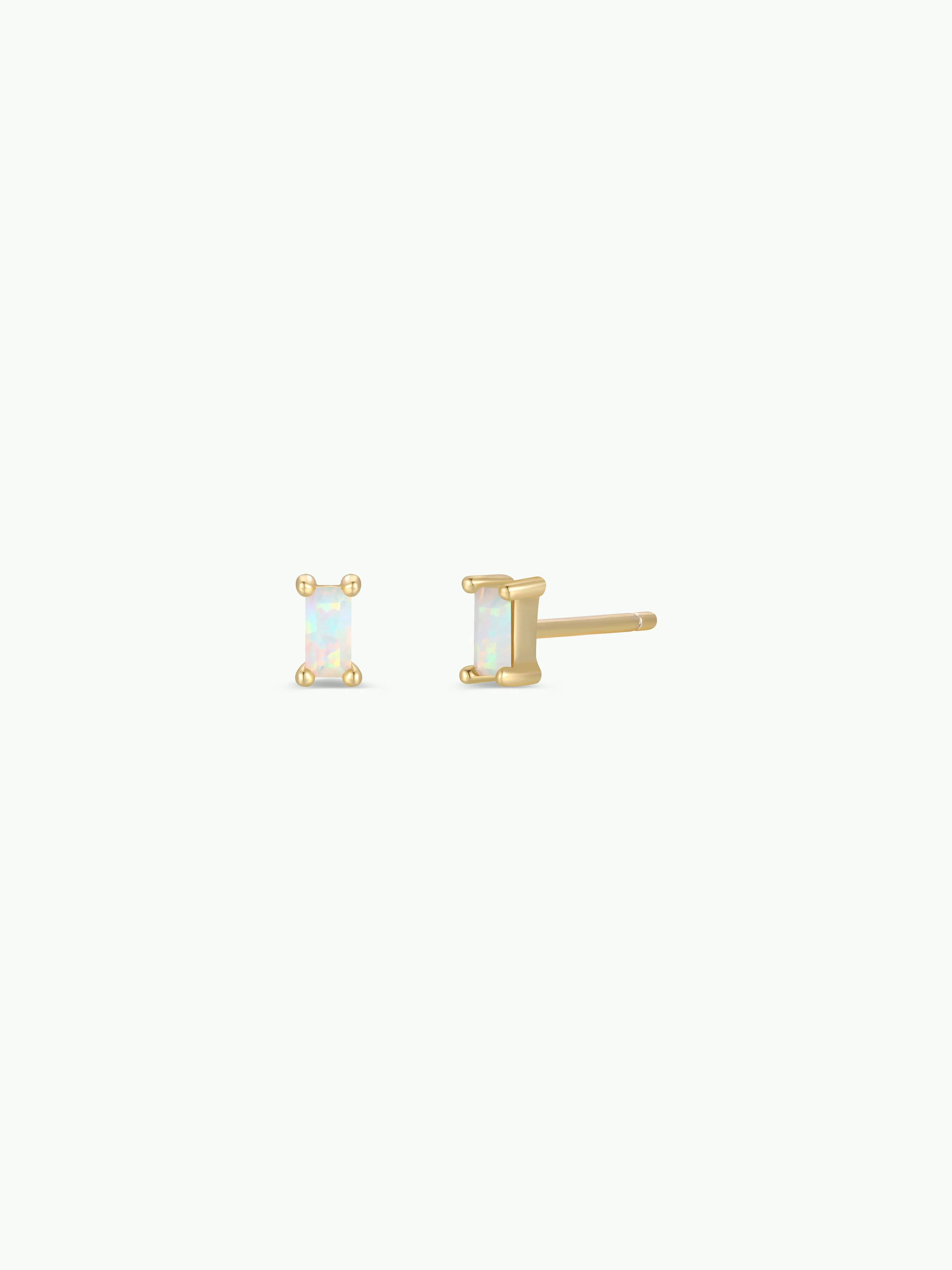 Baguette – White Opal – Earrings