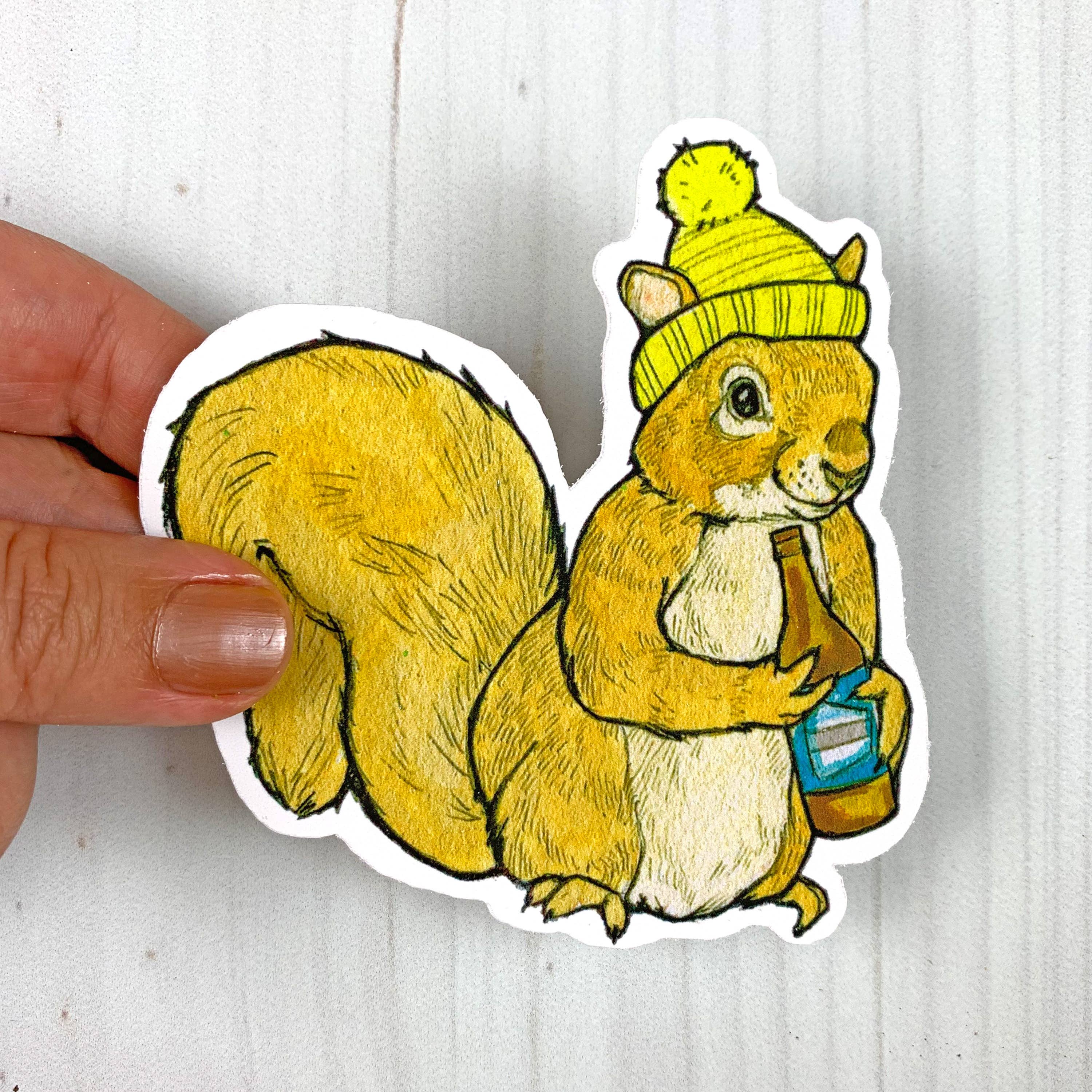 Beer Squirrel Vinyl Sticker - Image 3