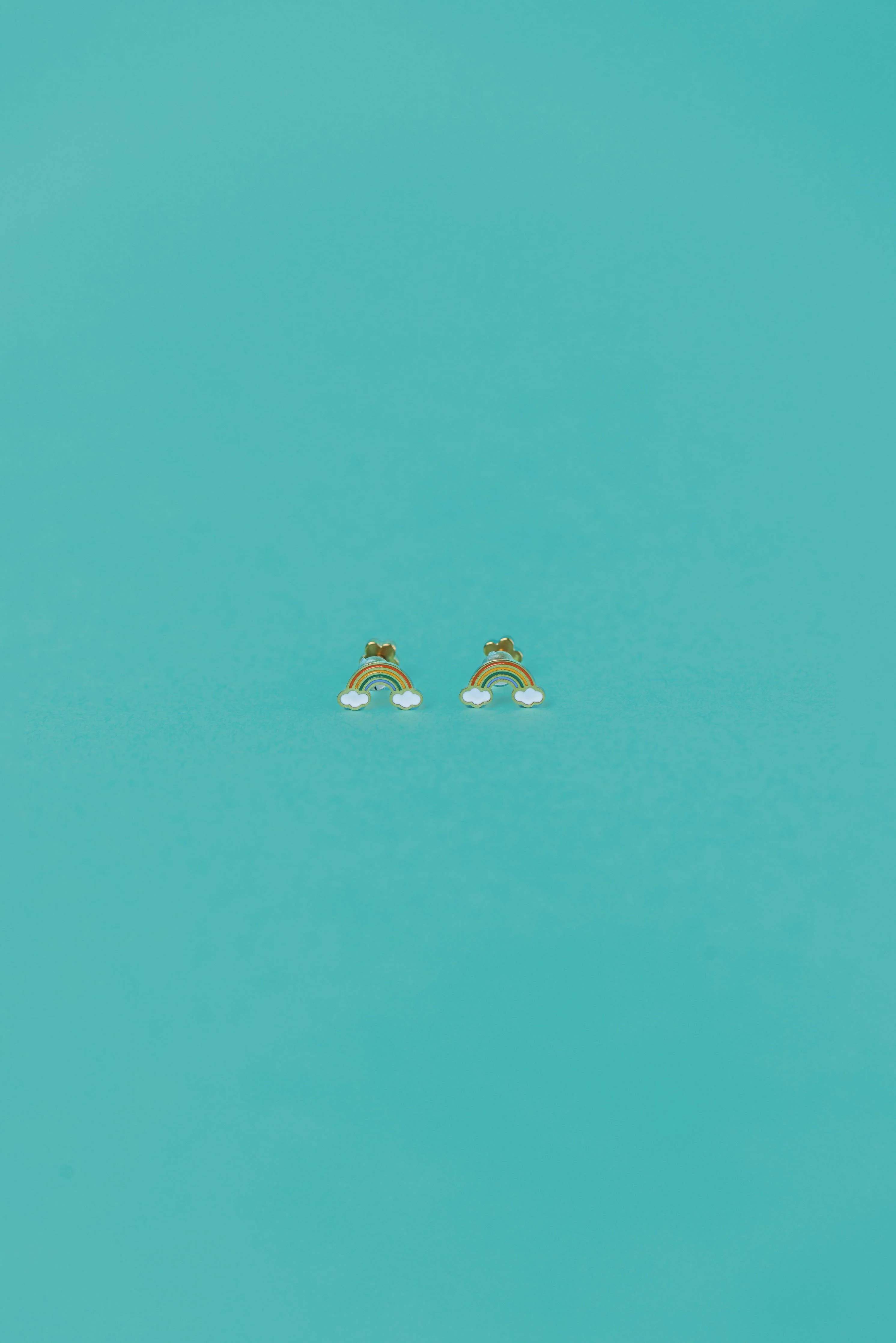 Rainbow Enamel Flat Back Kids Earrings - Image 2