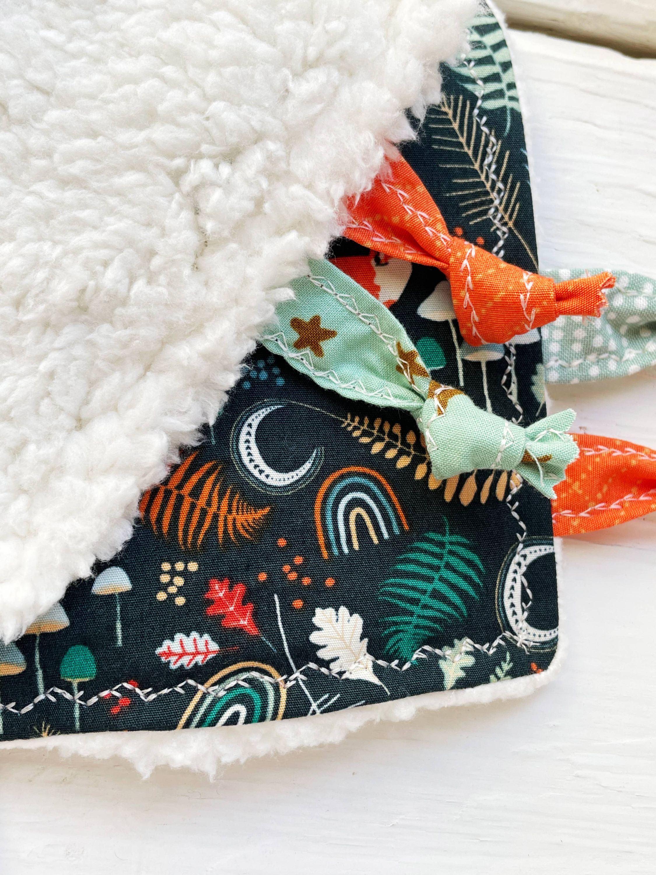 Fox and Rainbows Crinkle Tag Toy with Teething Ring - Image 3