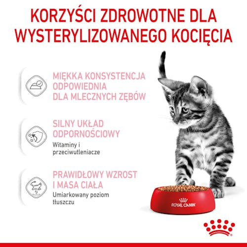 Royal Canin Kitten Sterilised karma mokra w sosie dla kociąt od 6 do 12 miesiąca życia, sterylizowanych saszetka 85g - Image 3
