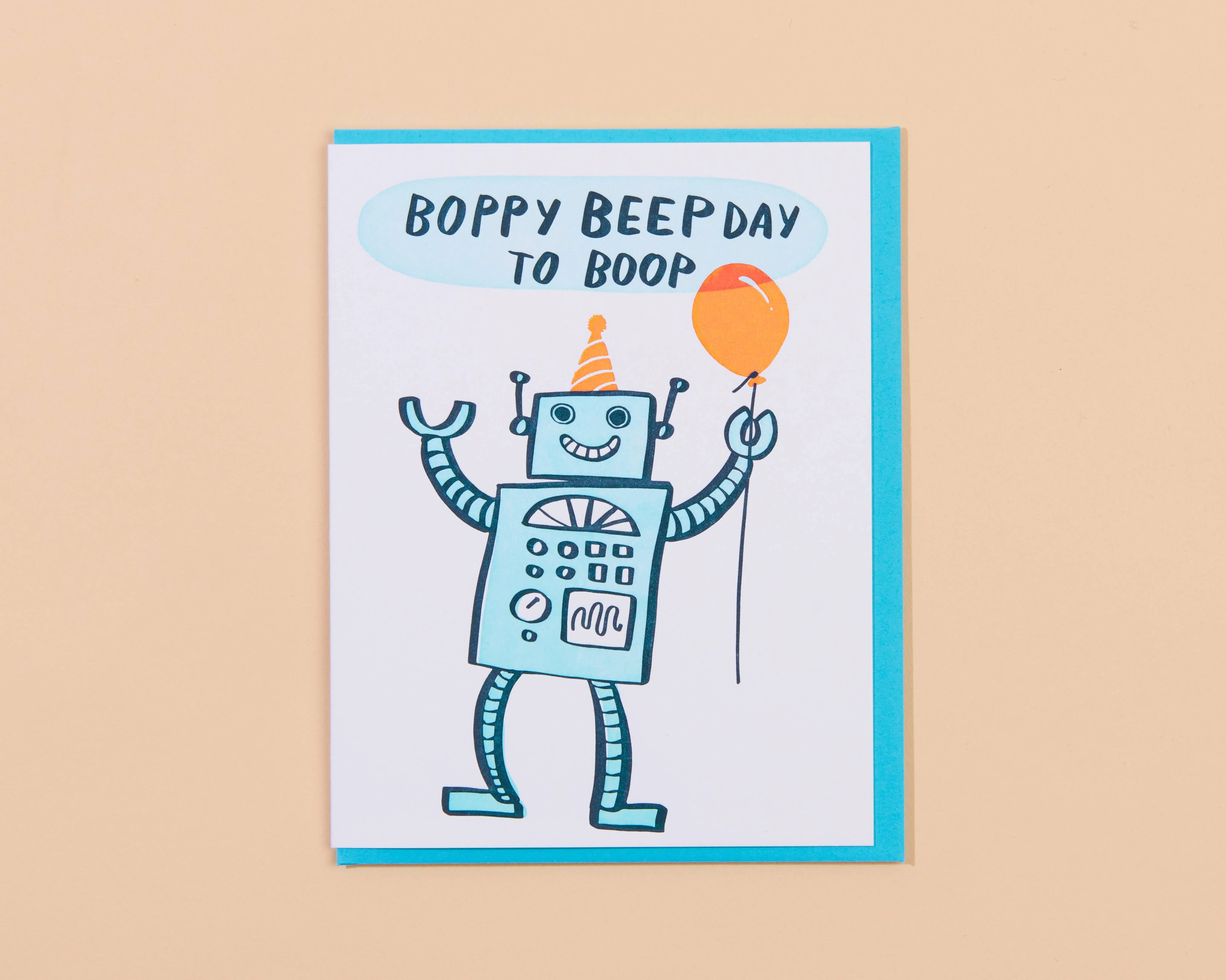 Robot Birthday Letterpress Greeting Card - Kids bday- Made in USA - Image 1