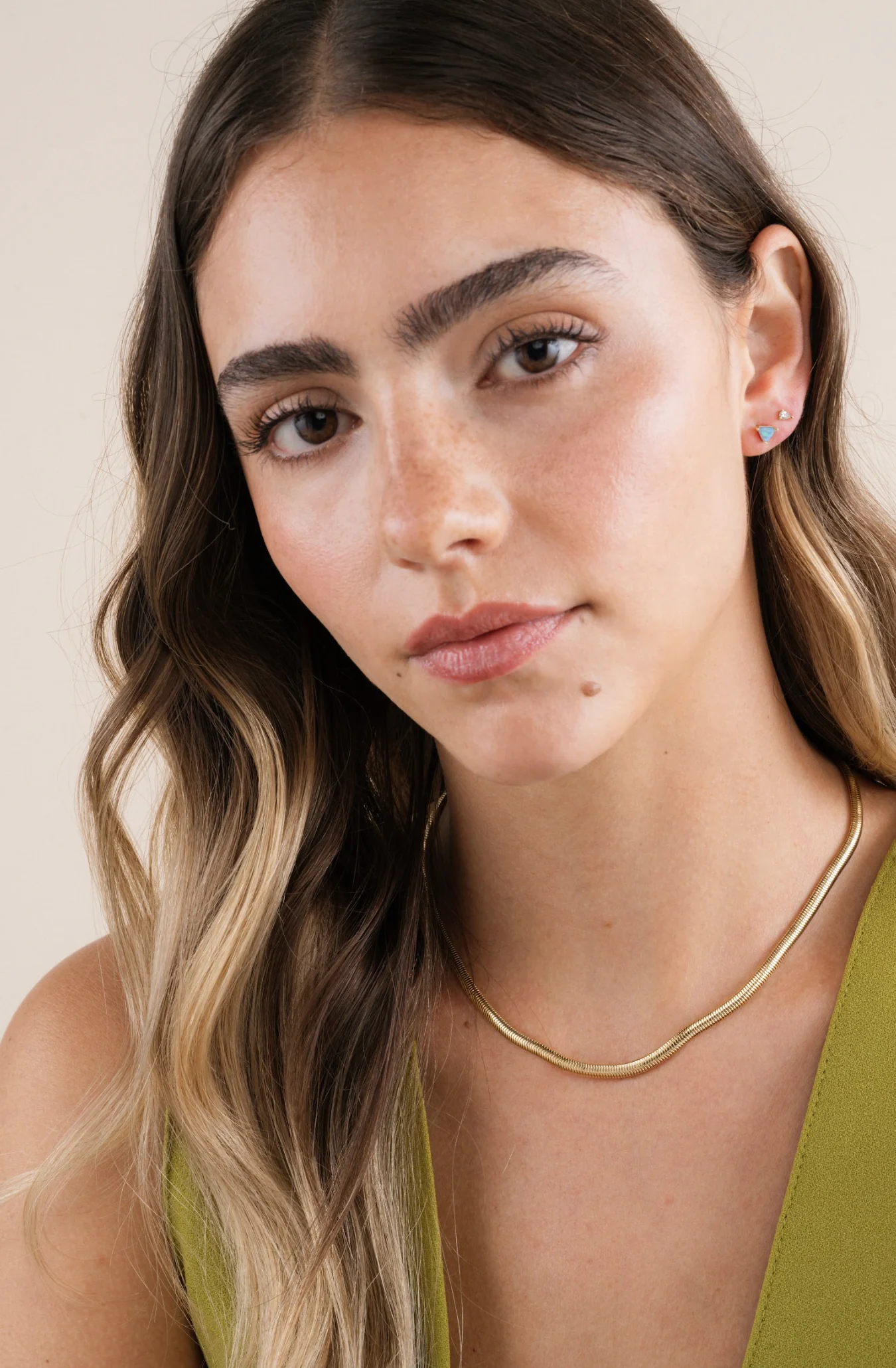 Mini Energy Gem - Fire Opal - Gold Earrings - Image 2