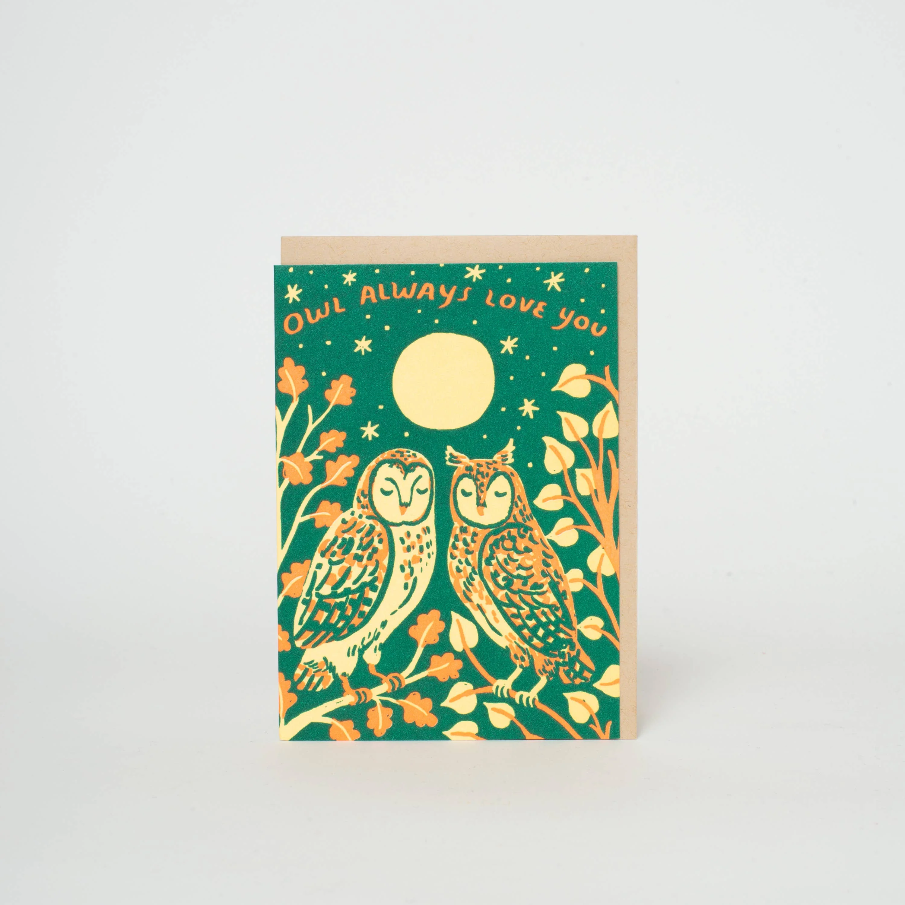 Owl Love Mini Letterpress Greeting Card by Phoebe Wahl - Image 2