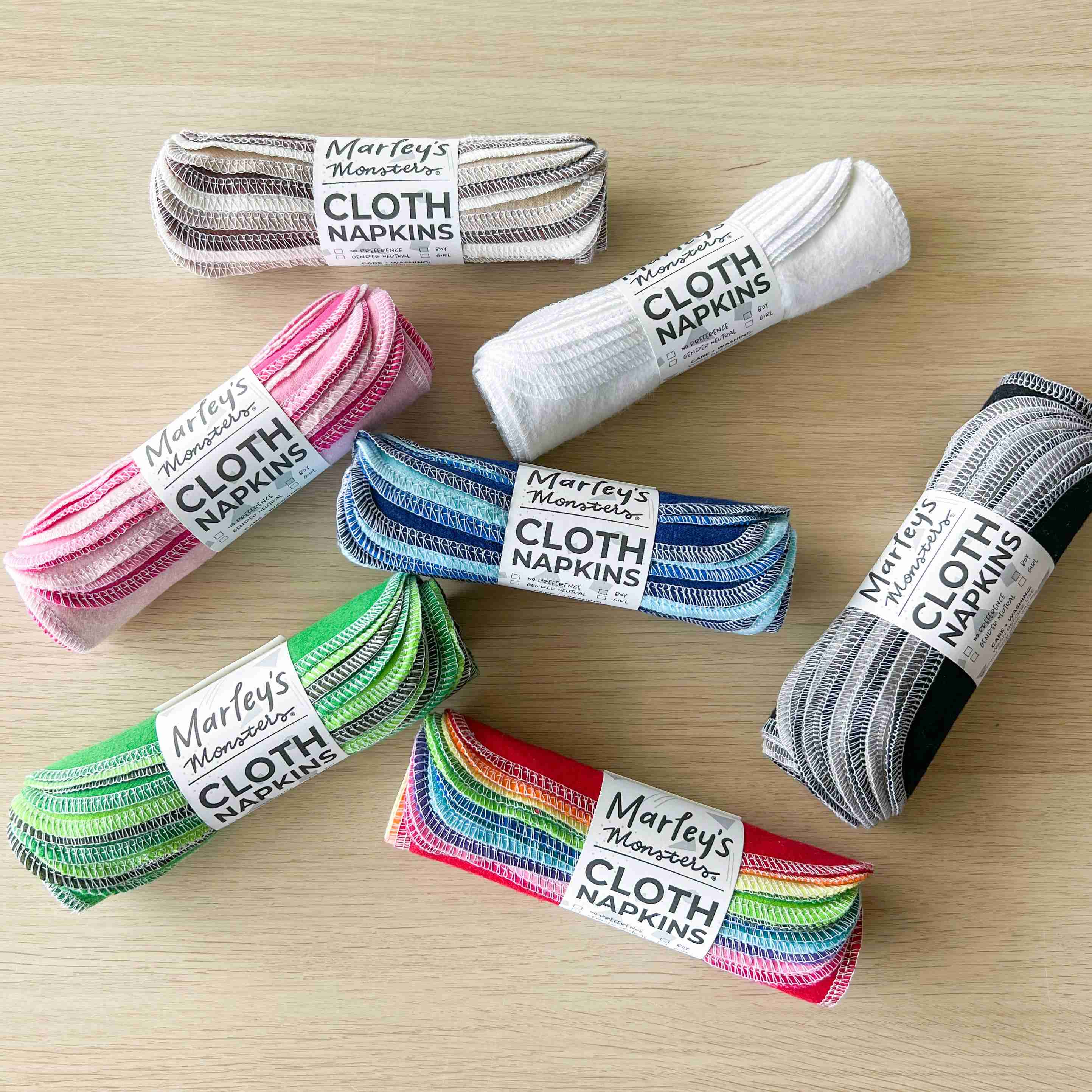 Small Cloth Napkins: 12 Pack - Rainbow and Color Mixes - Image 1