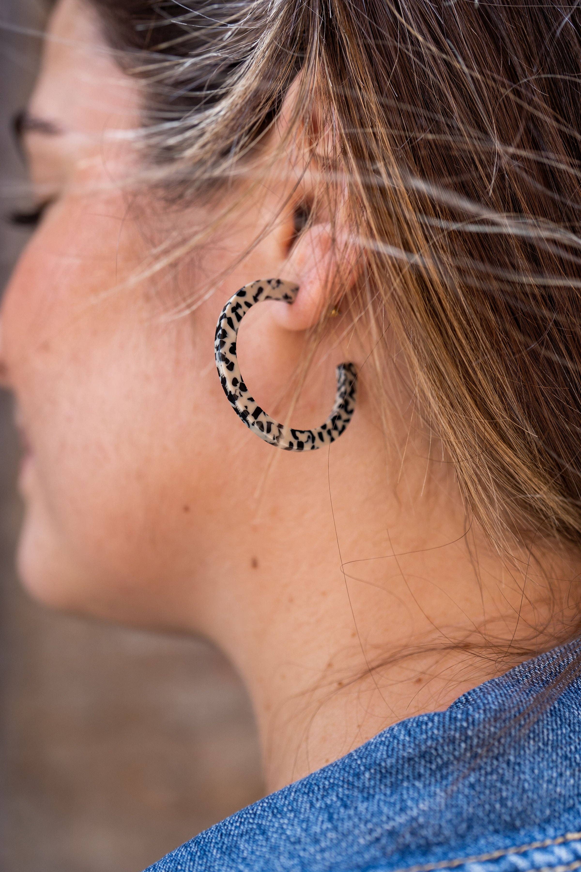 Camy Hoops - Black Dot // Gift, Earrings, Jewelry, Fall - Image 3
