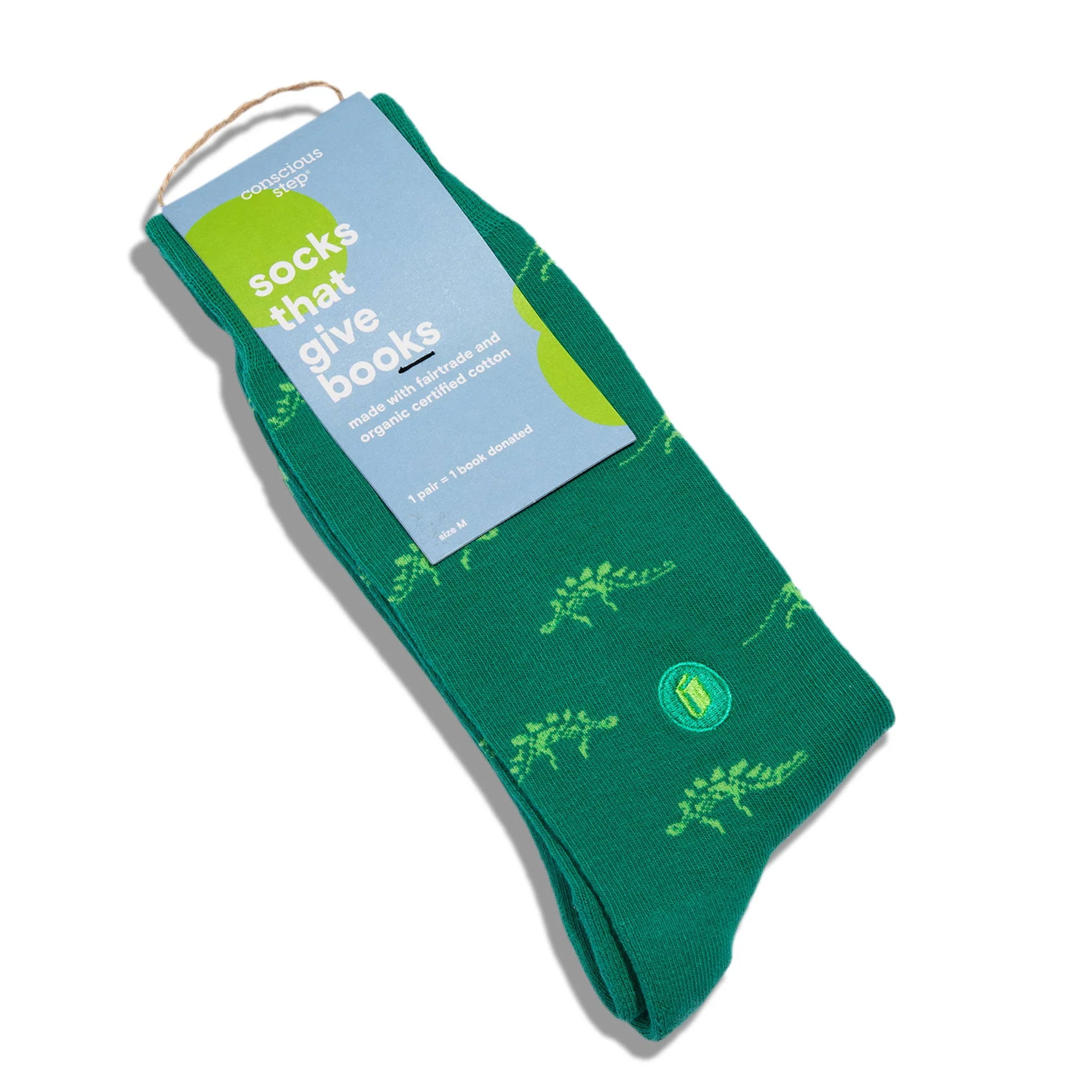 Socks that Give Books  (Green Dinosaurs): Small - Image 2