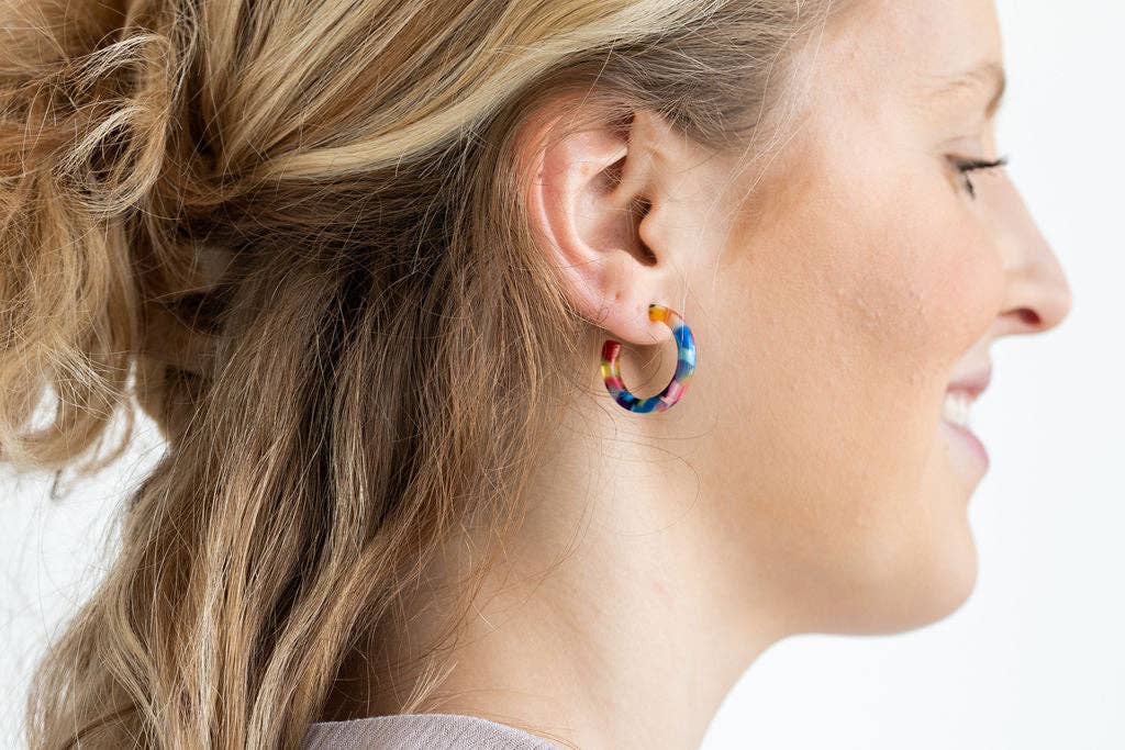 Cam Mini Hoops - Fiesta // Earrings, Jewelry, Gifts, Best Seller - Image 3
