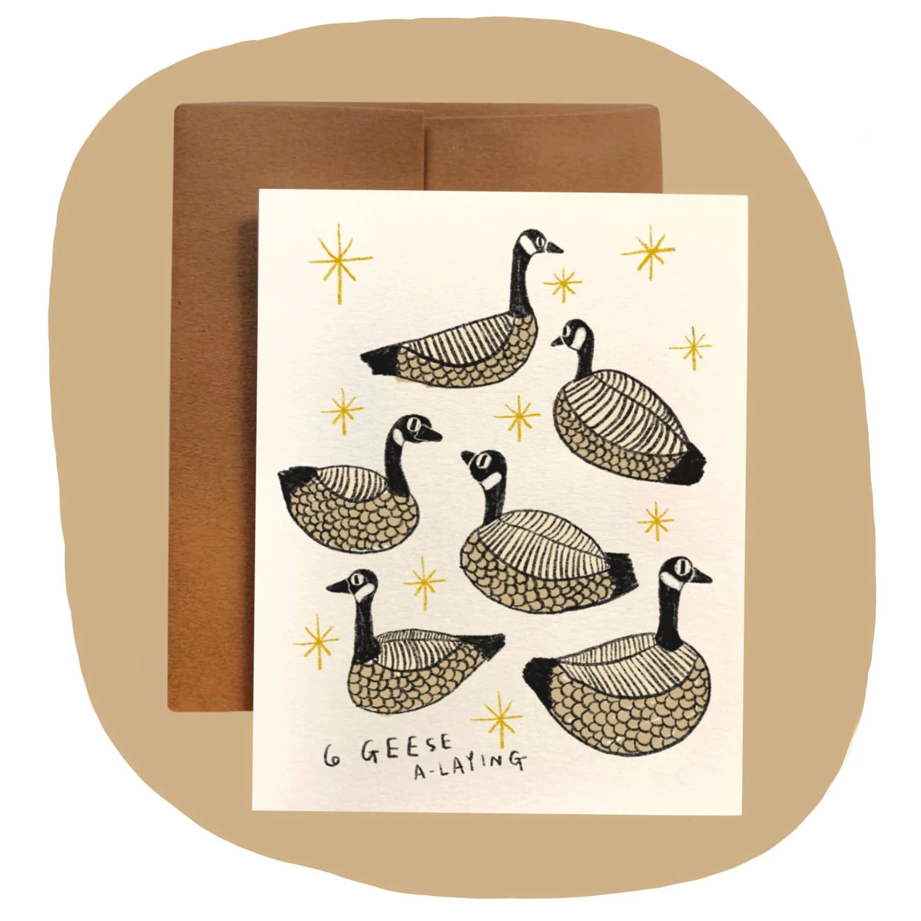 6 GEESE A - LAYING Holiday Greeting Card - Image 1