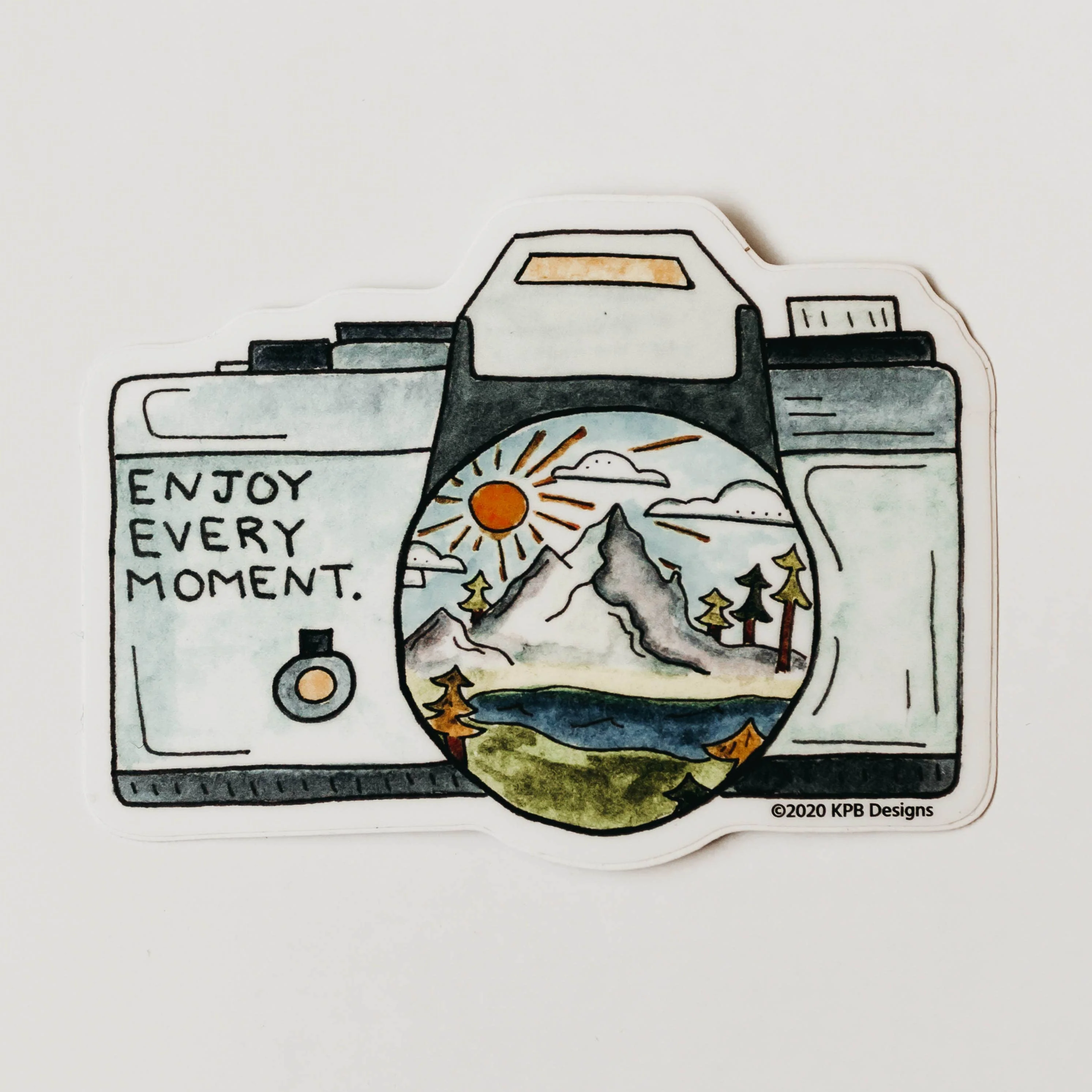Enjoy Every Moment Camera Vinyl Sticker (3x3in) - Image 1