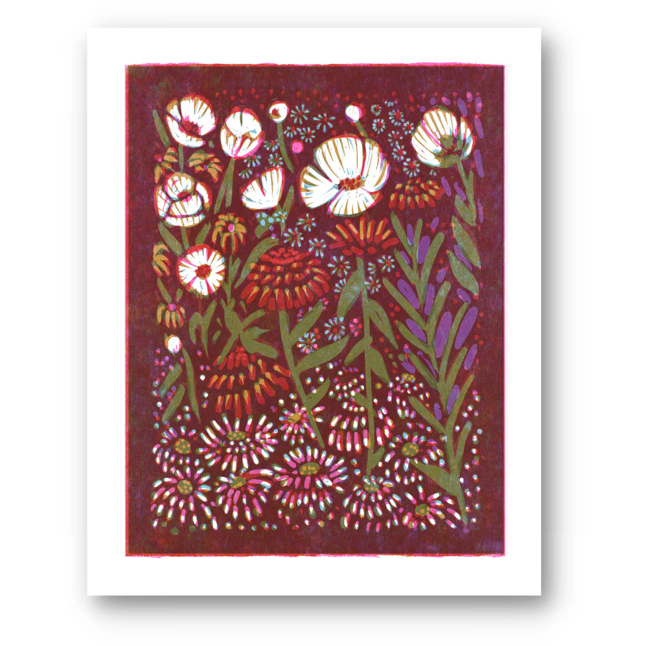 Zinnias and Anemones Art Print - Image 1