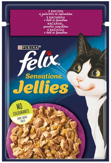 Felix Sensations kaczka w galaretce ze szpinakiem 85 g – soczyste kawałki w aromatycznej galarecie