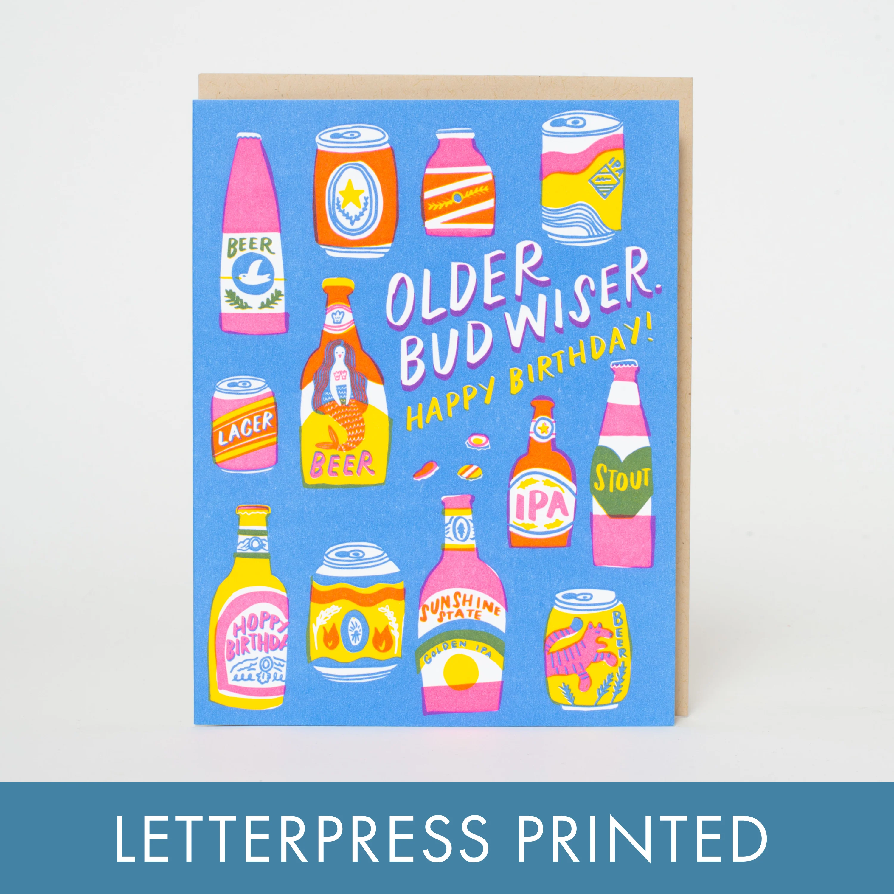 Bud Wiser Birthday Punny Letterpress Greeting Card by Hello!Lucky - Image 1
