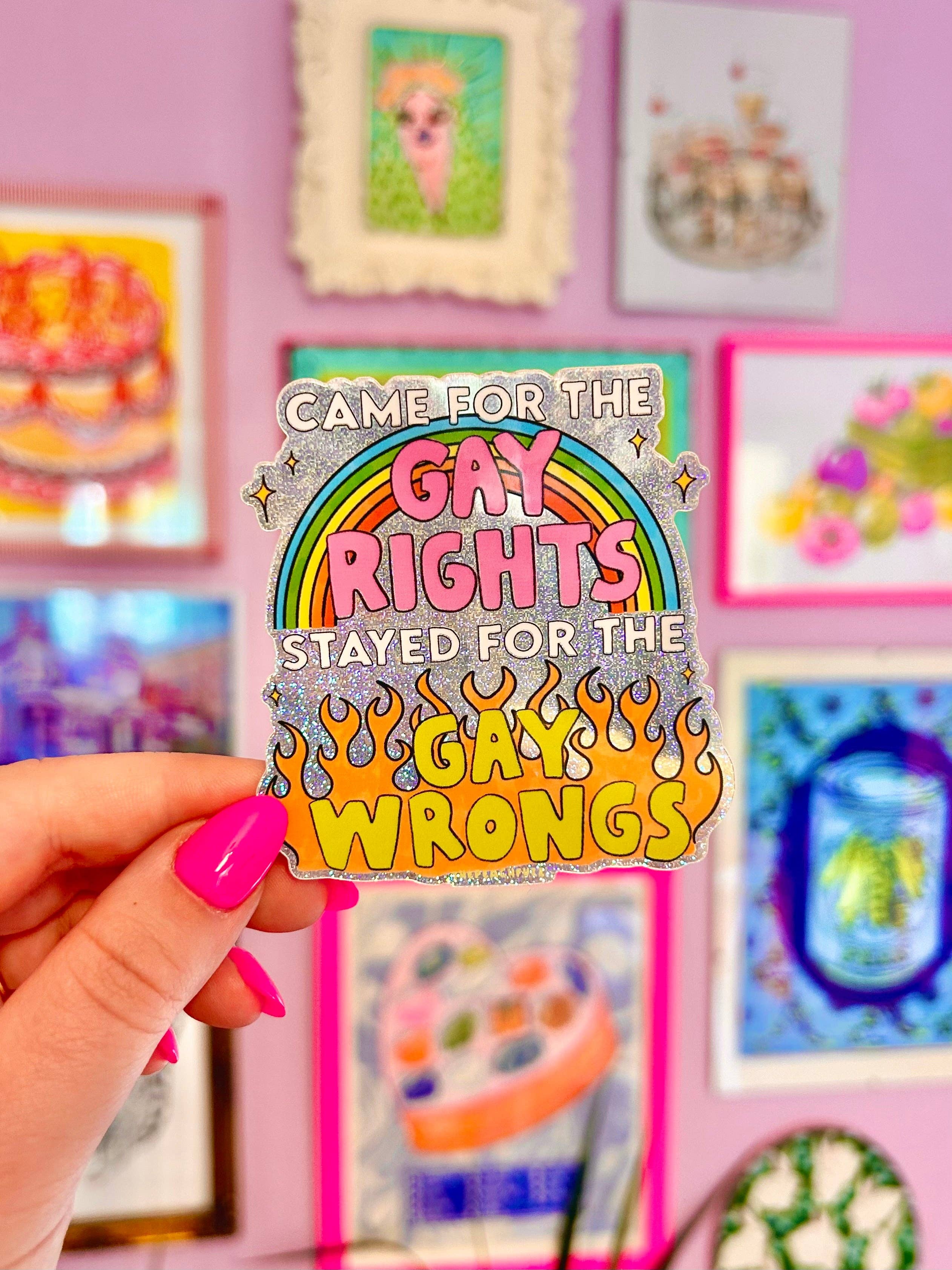 Gay Wrongs Glitter Sticker - Image 3